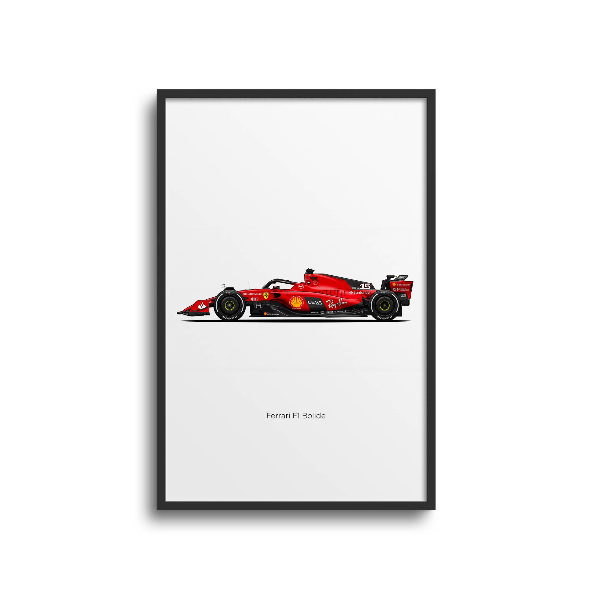 Ferrari Bolide Poster – 2025 Lewis Hamilton Debut Season Rosso Corsa Livery Side View