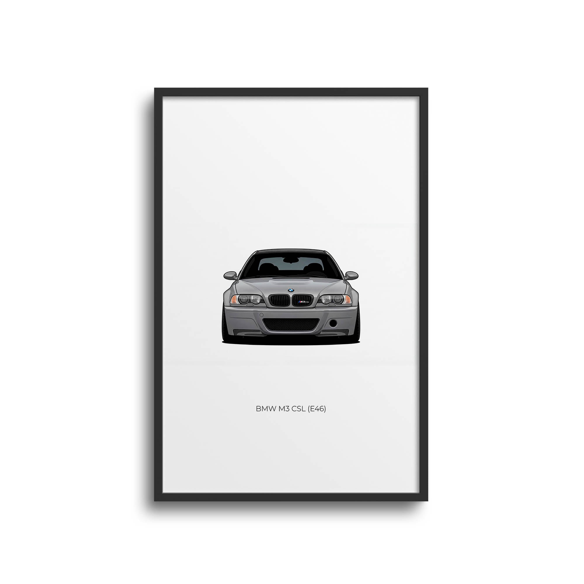 BMW M3 CSL Poster – 2003 E46 Silver Grey Metallic Car Wall Art Print