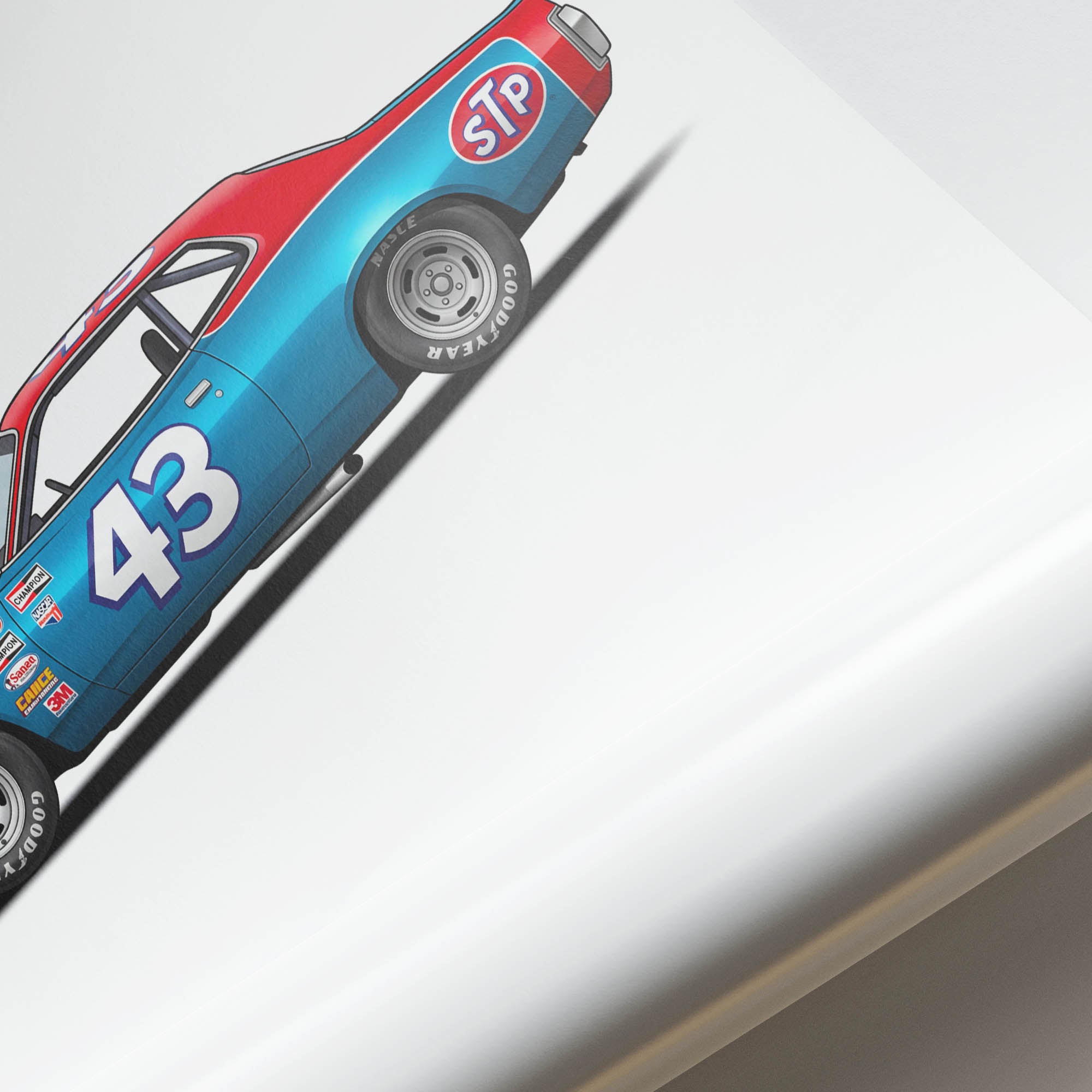 Dodge Charger Poster - 1973 Richard Petty Blue And Red Livery Muscle Car Art