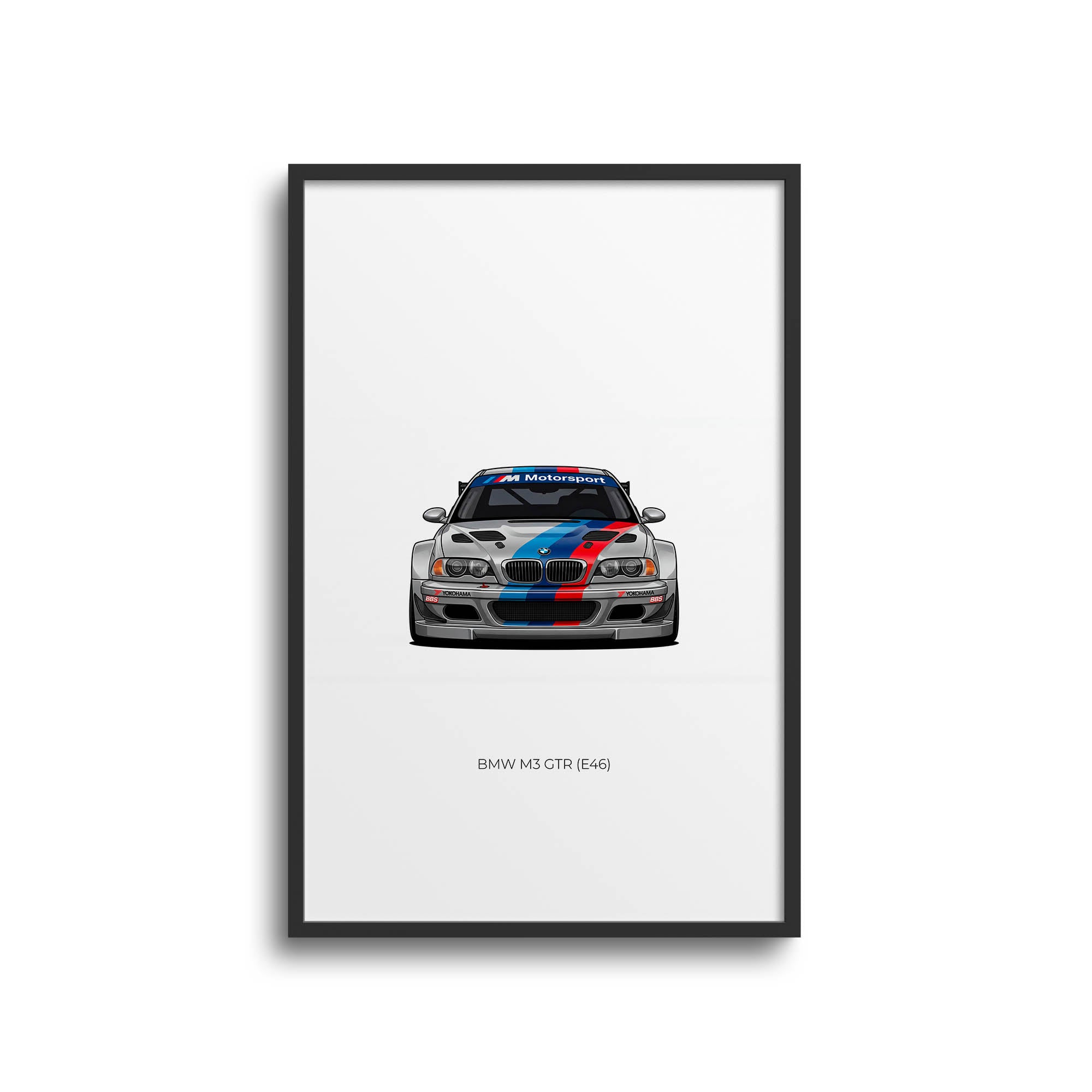 BMW M3 GTR Poster - 2001 E46 Motorsport Silver Blue Livery Art Print