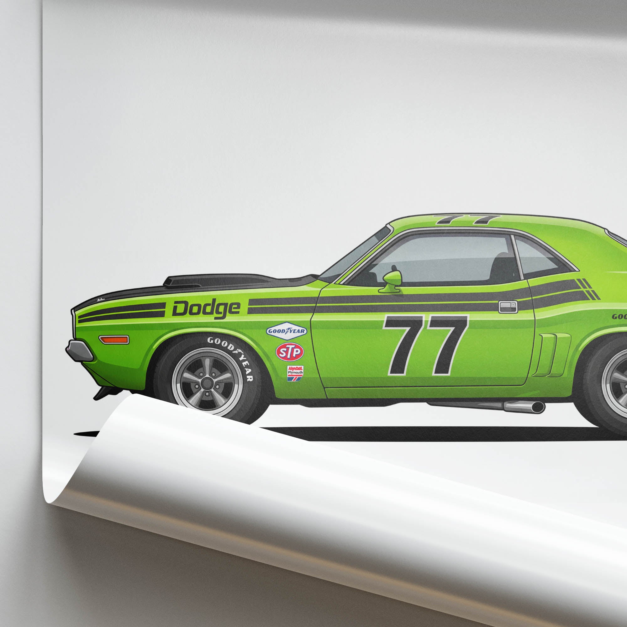 1970 Dodge Challenger Trans Am Sam Posey – Car Print (Side)