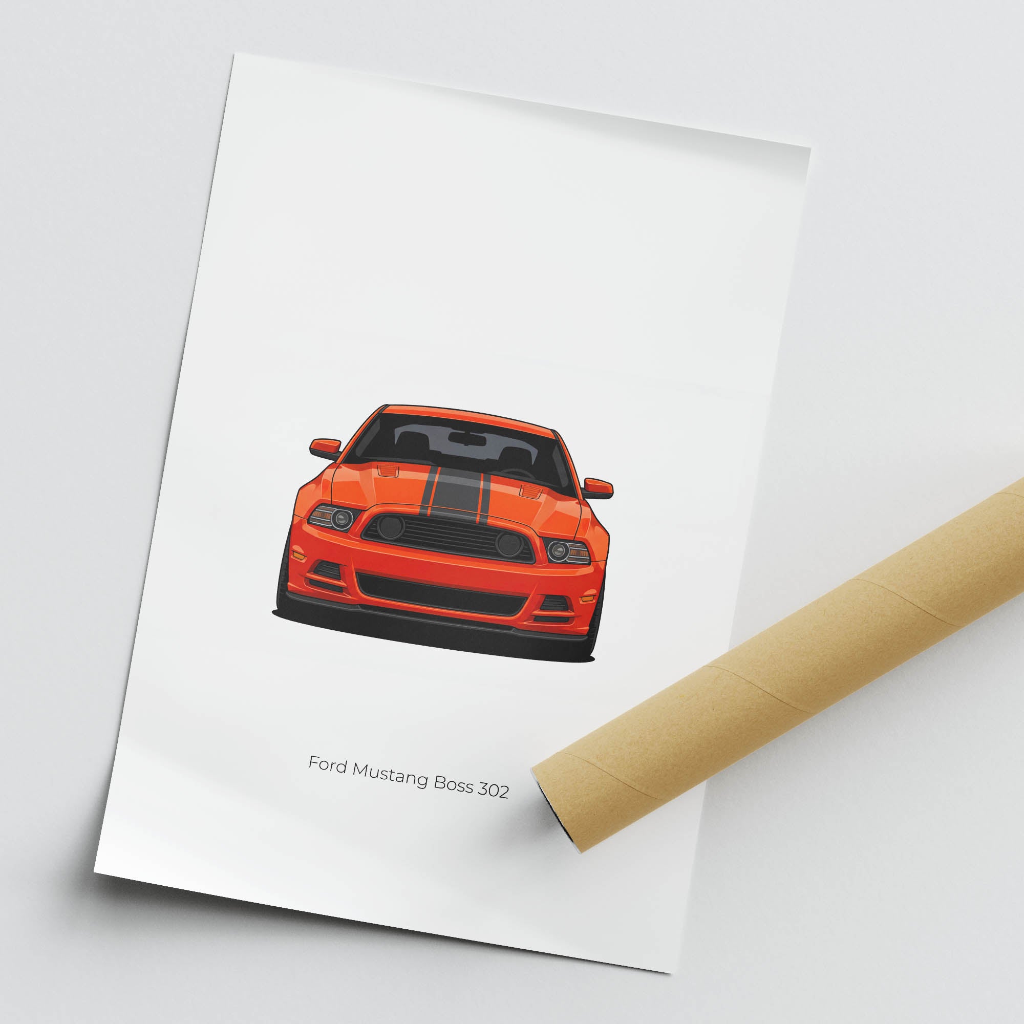 Ford Mustang Poster - 2012 Boss 302 Muscle Car Art With Black Stripes