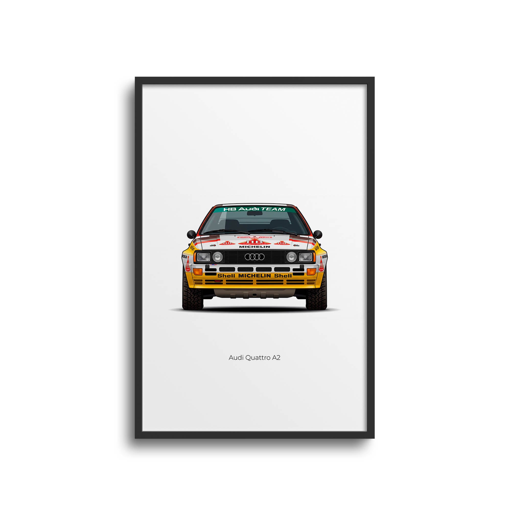 Audi Quattro Poster - 1984 Audi Quattro A2 Hb Yellow White Livery Print