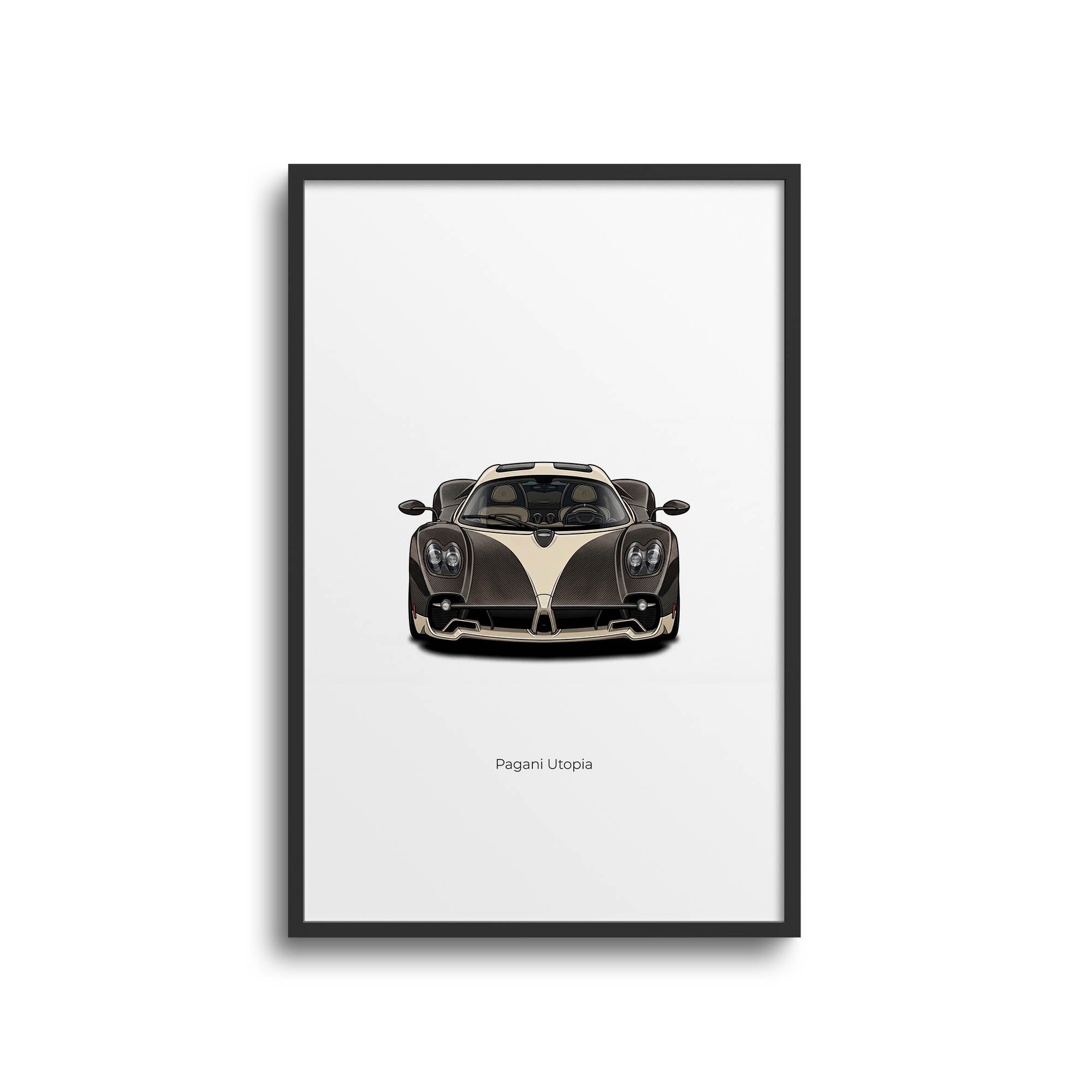 Pagani Utopia Poster – 2023 Luxury Car Poster | Unpainted Carbon & Cream Print