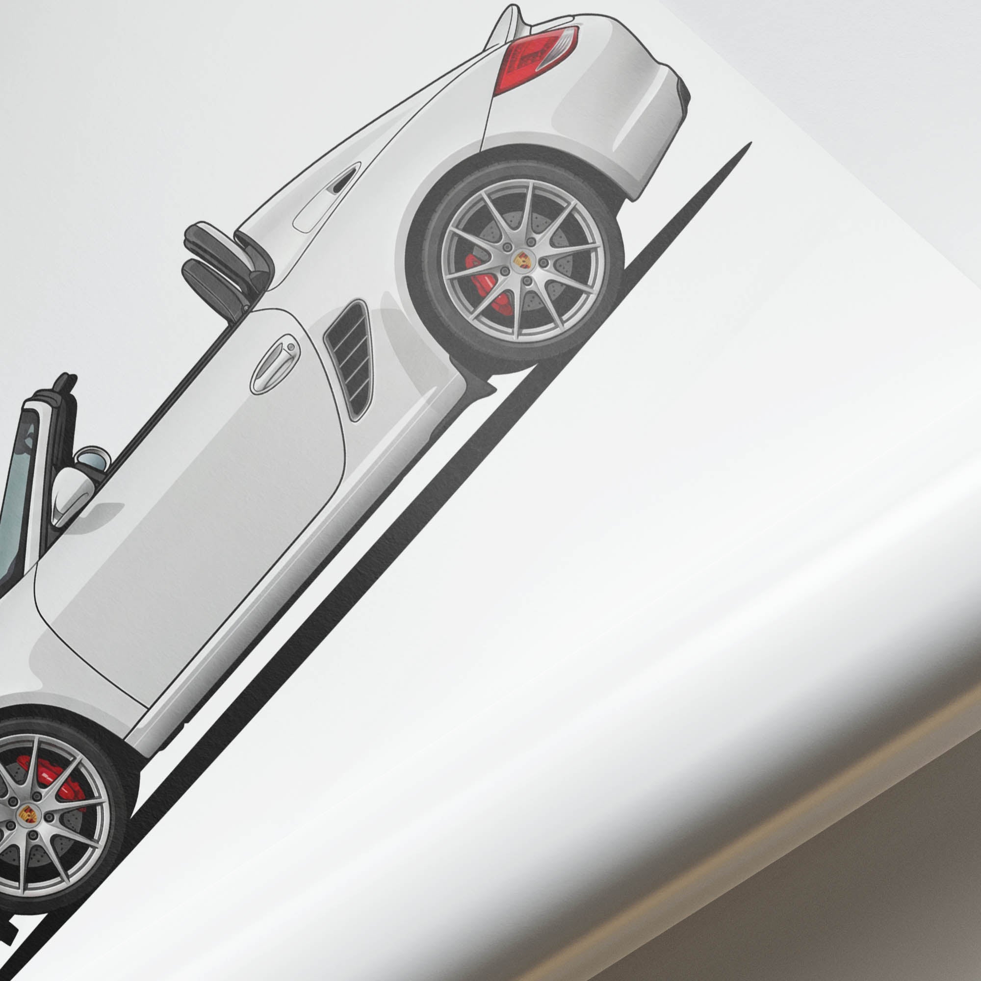 Porsche Boxster Spyder 2011 Sports Car Poster - White Carrera Side View Art
