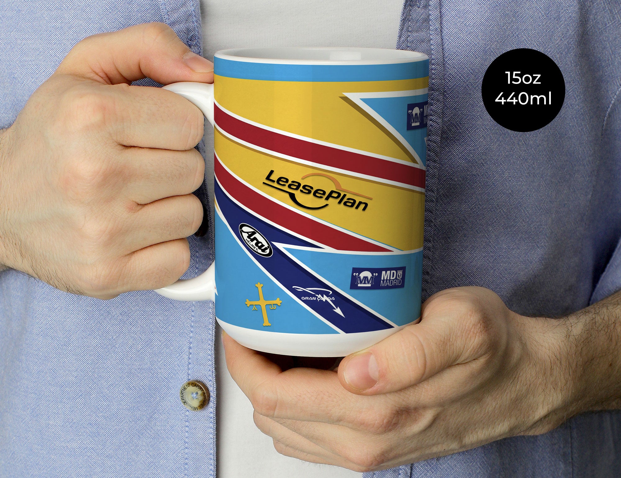 Fernando Alonso Helmet Mug – 2005 F1 World Champion Racing Ceramic Cup