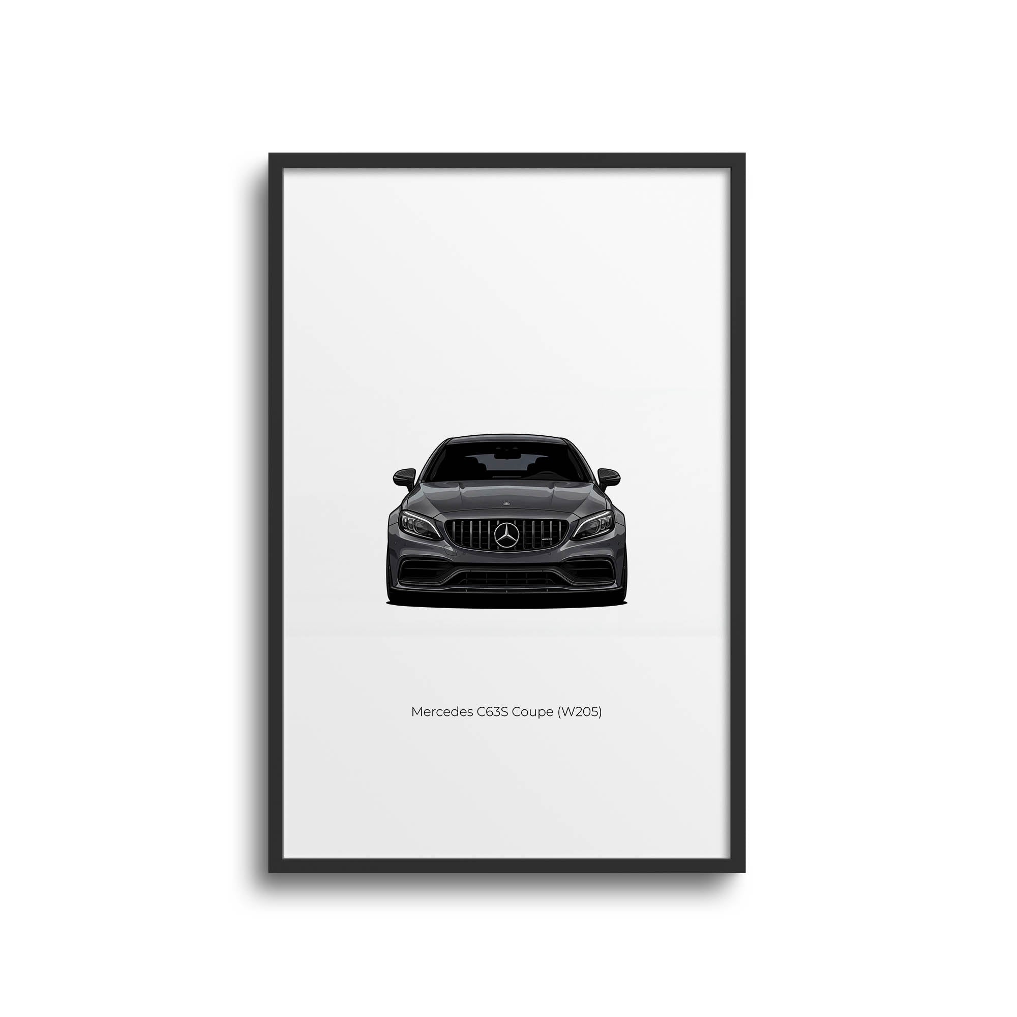 Mercedes C63S Poster - 2021 W205 Coupe Front View Selenite Grey Print