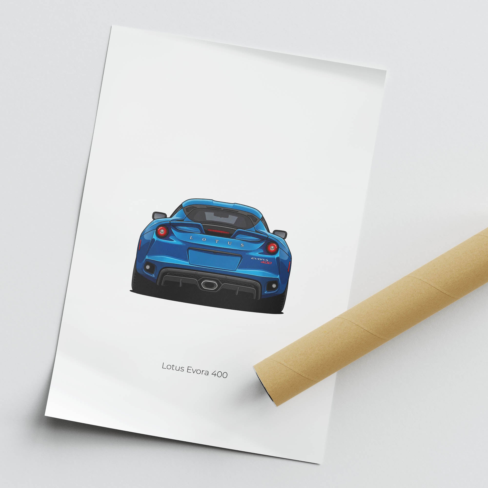 Lotus Evora Poster - 2016 Metallic Blue Car Back View Wall Art Print