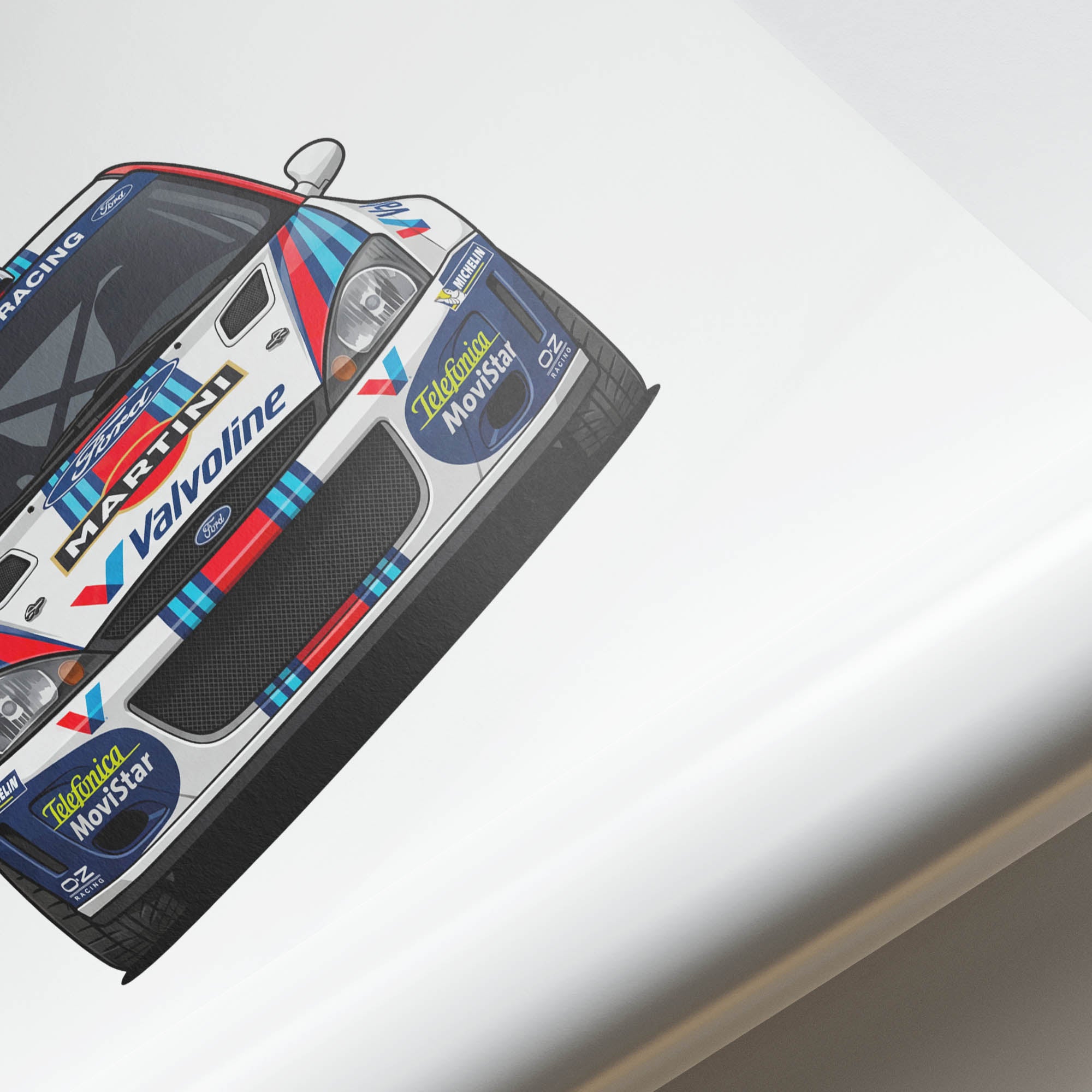Ford Focus RS Poster – 1999 Martini Racing Blue and White Livery Motorsport Wall Art