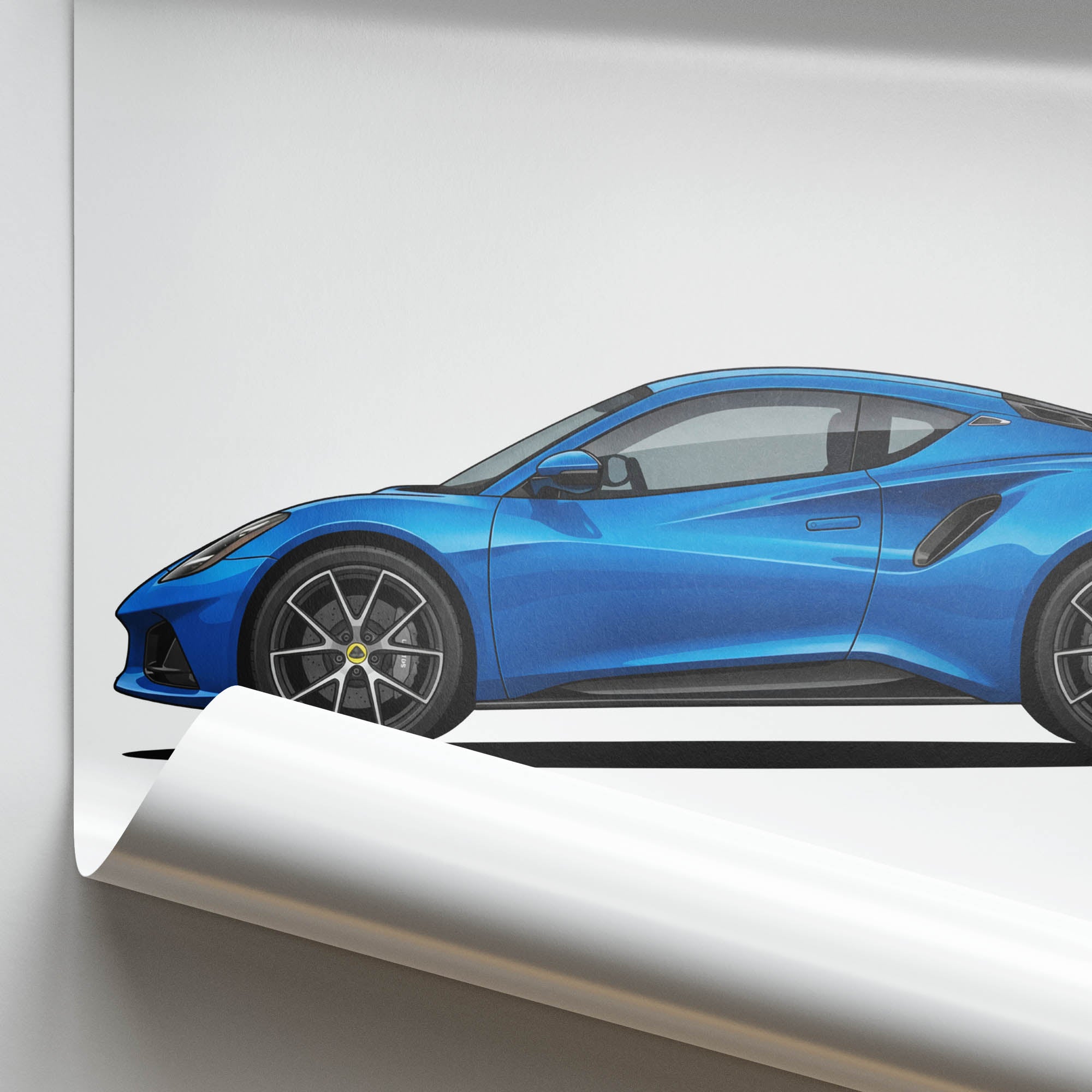 Lotus Emira Poster - 2022 Seneca Blue Side View Car Art Print