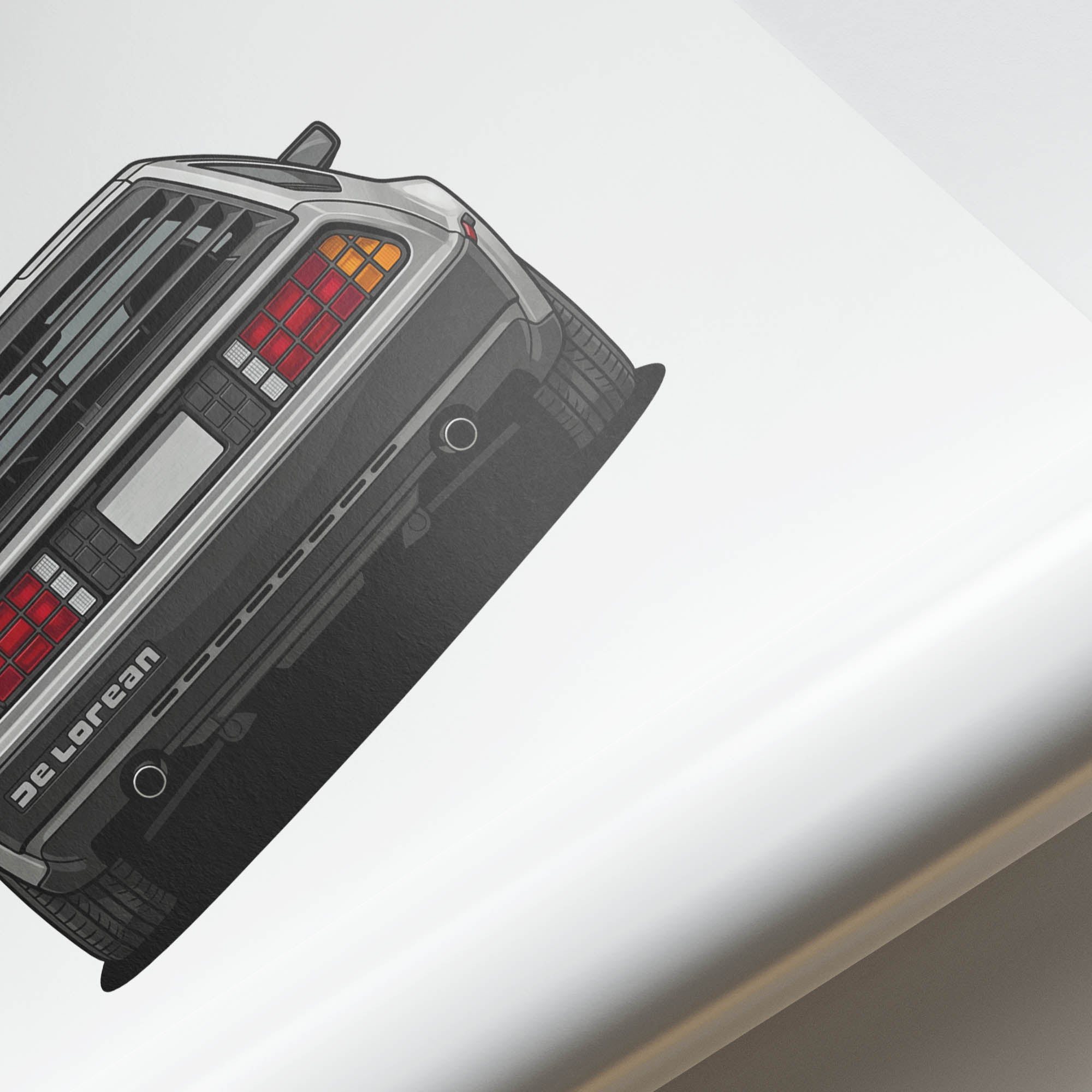 1981 DeLorean DMC 12 Brushed Stainless – Car Print (Back)