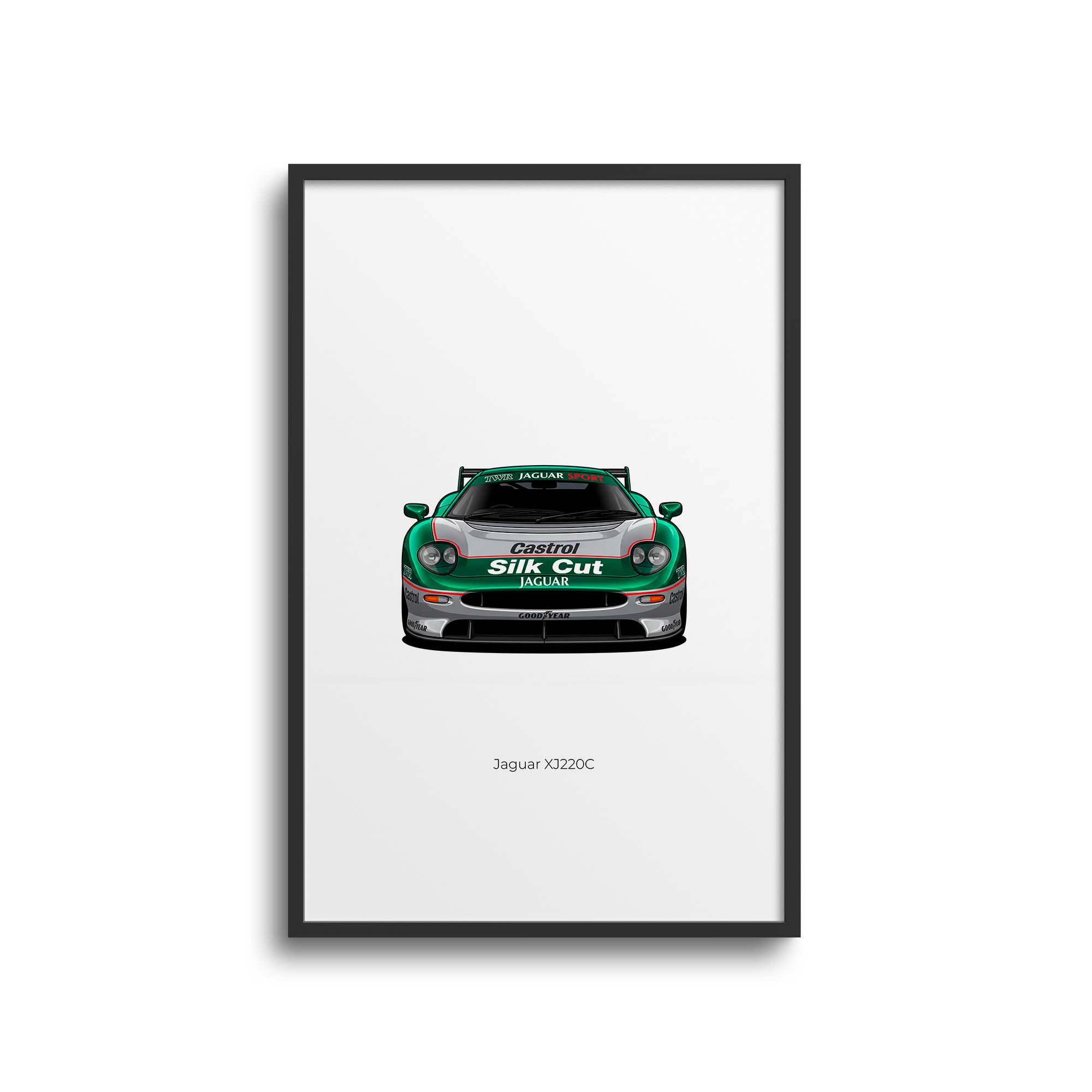 Jaguar Xj220C Poster – 1993 Racing Car Green Silver Livery Print