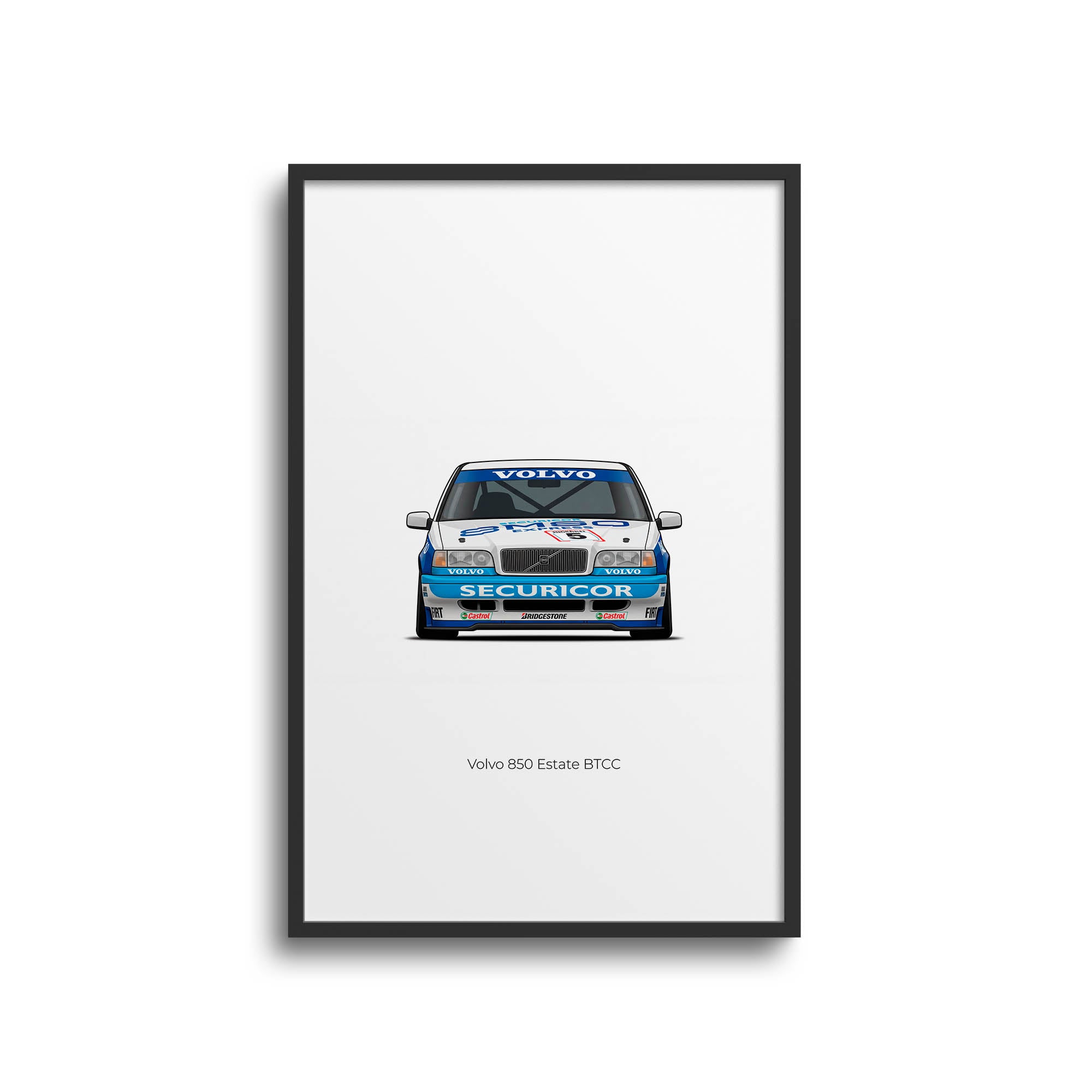 Volvo 850 Estate Poster - 1994 BTCC Racing Car Print With Blue White Livery