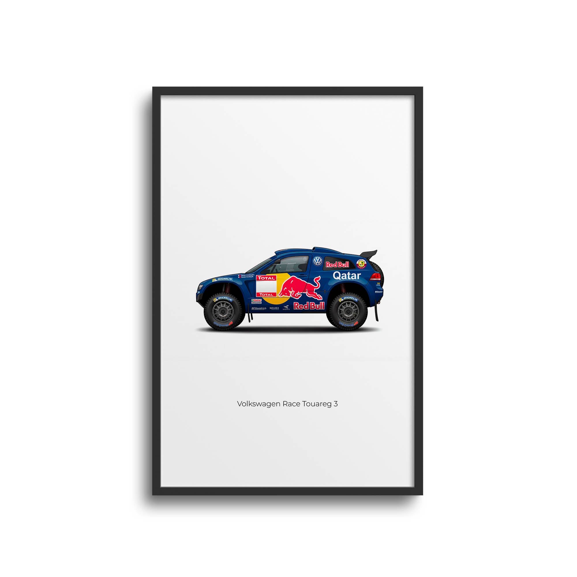 Volkswagen Race Touareg 2011 Dakar Rally Poster - Nasser Al Attiyah Blue Bull Livery Print