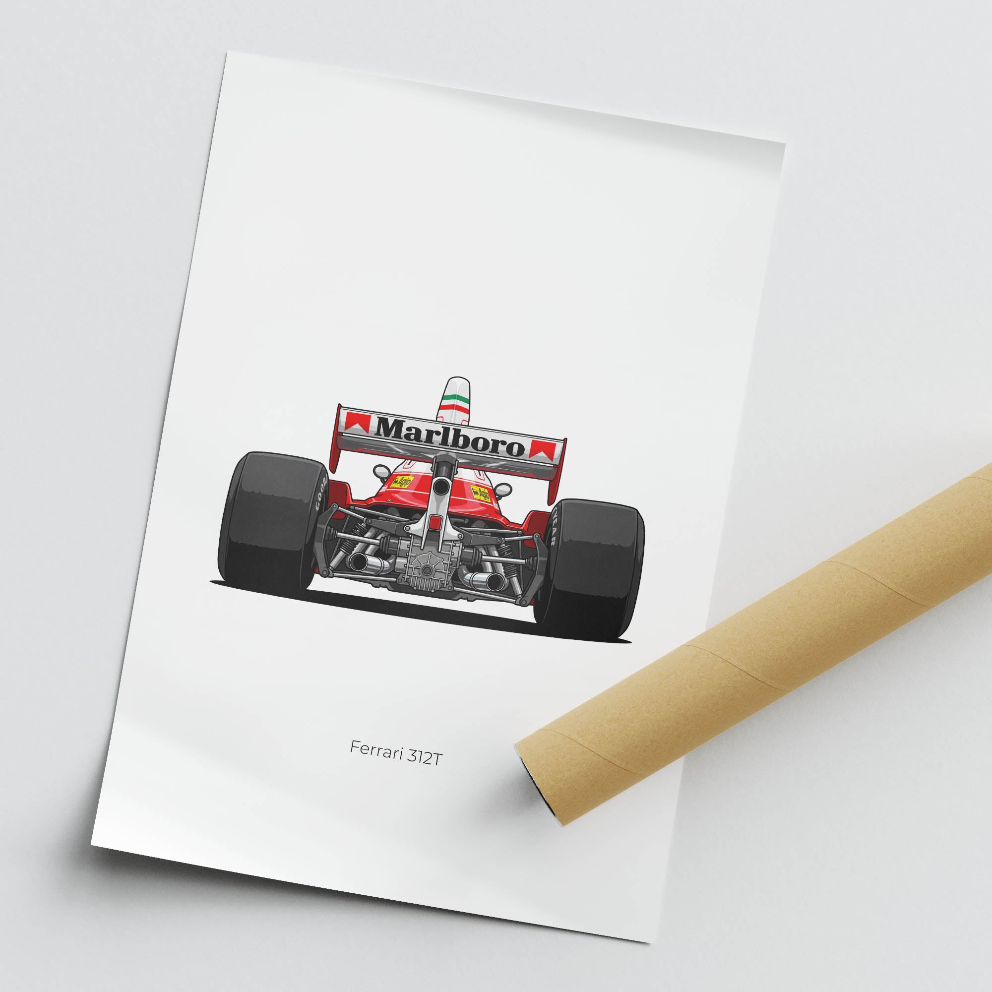 Ferrari 312T Poster – 1975 Niki Lauda Rosso Corsa Classic Racing Print