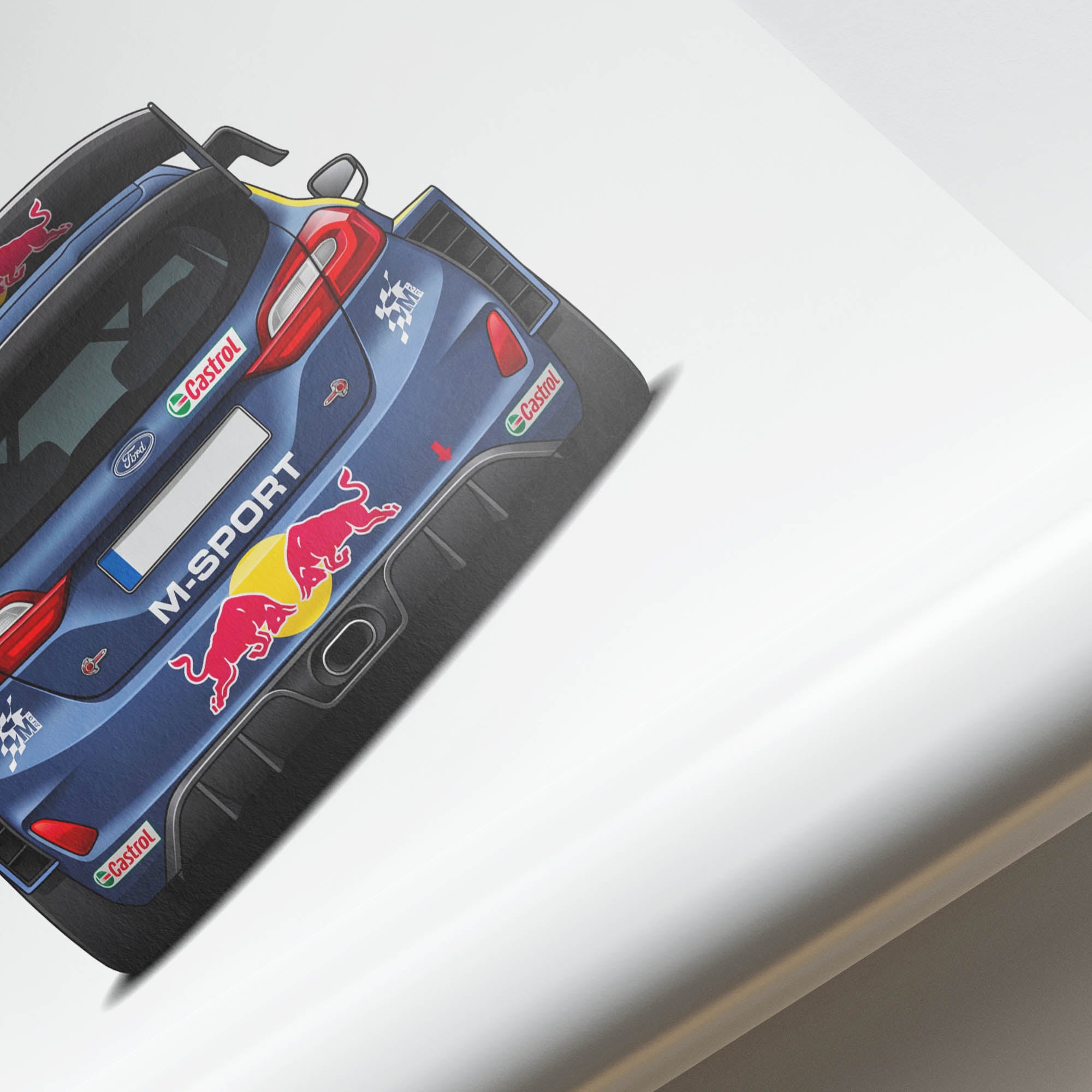 Ford Fiesta Poster - 2017 M Sport Red Bull Matte Blue Livery Rally Print