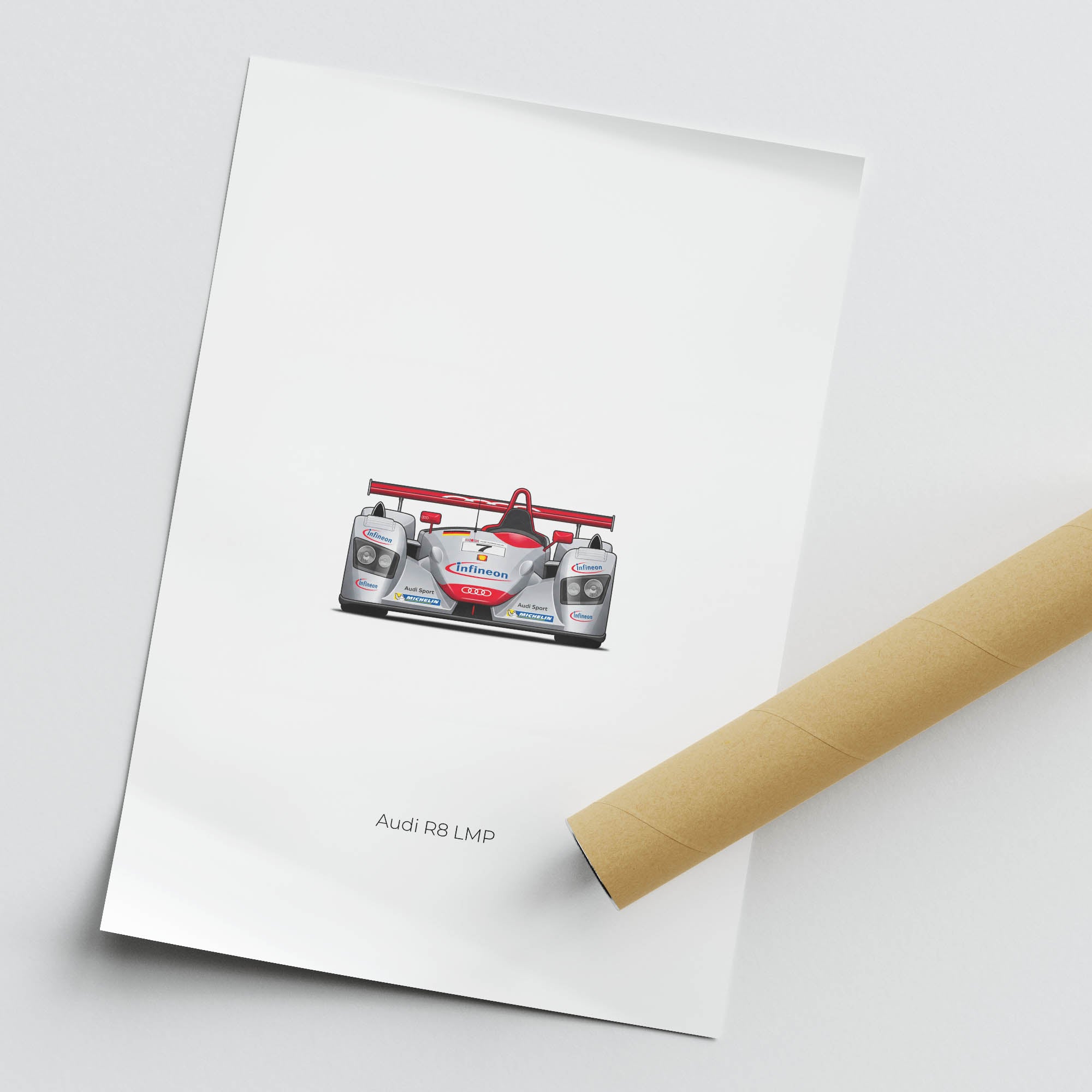 Audi R8 LMP Poster – 2000 Tom Kristensen Silver Livery Race Car Print
