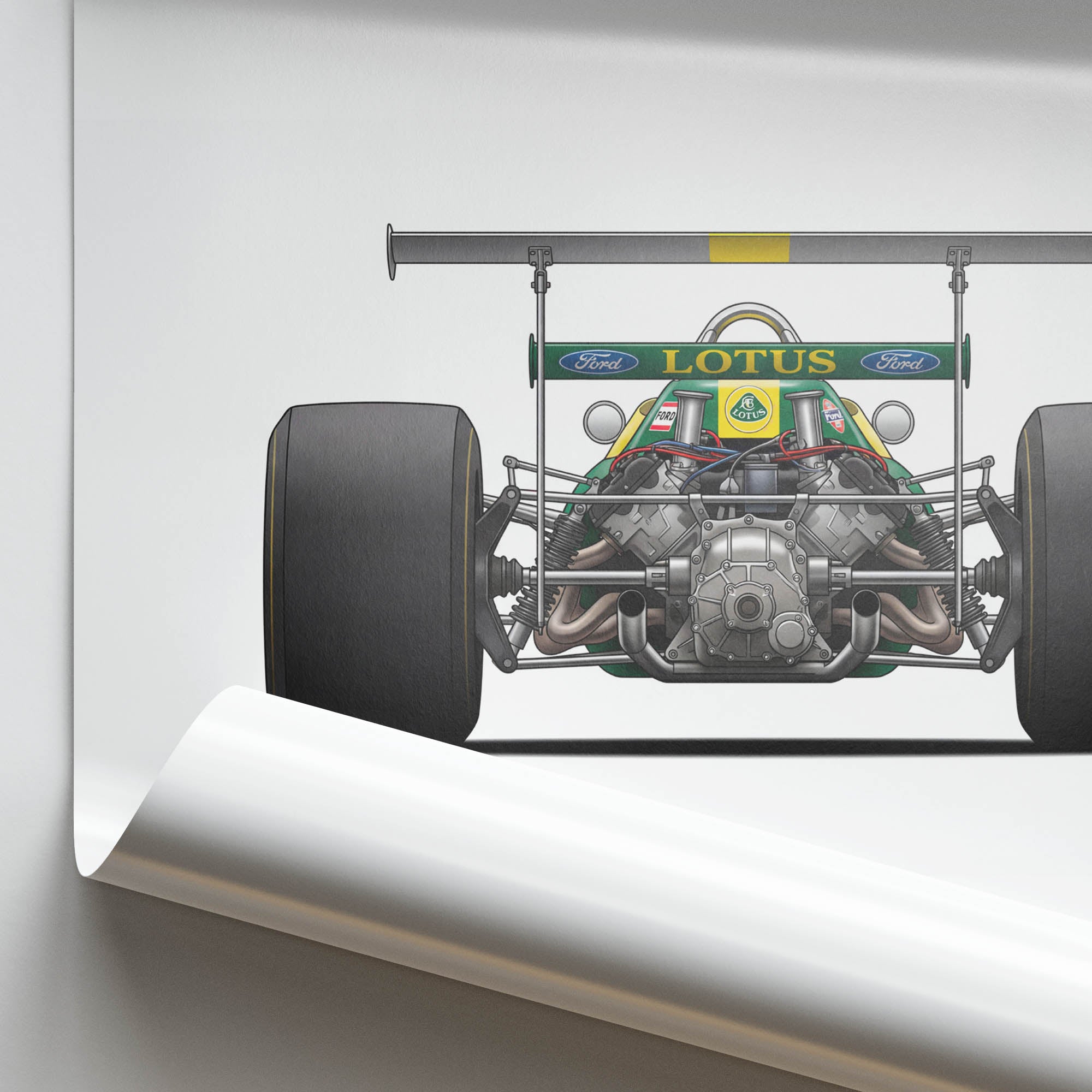 Lotus 49 Poster – 1967 Jim Clark Team Lotus Green Yellow Livery Print
