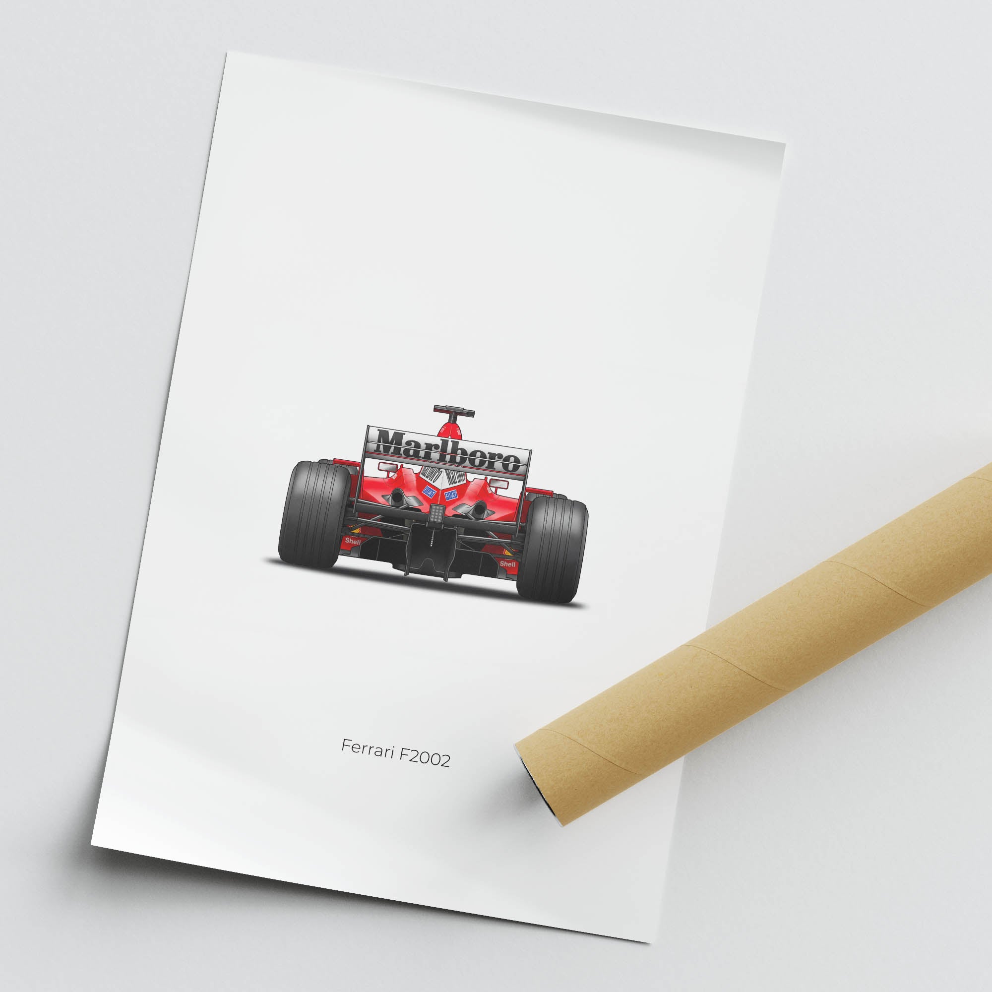 Ferrari F2002 Poster - Michael Schumacher F1 Racing Print in Rosso Corsa Livery