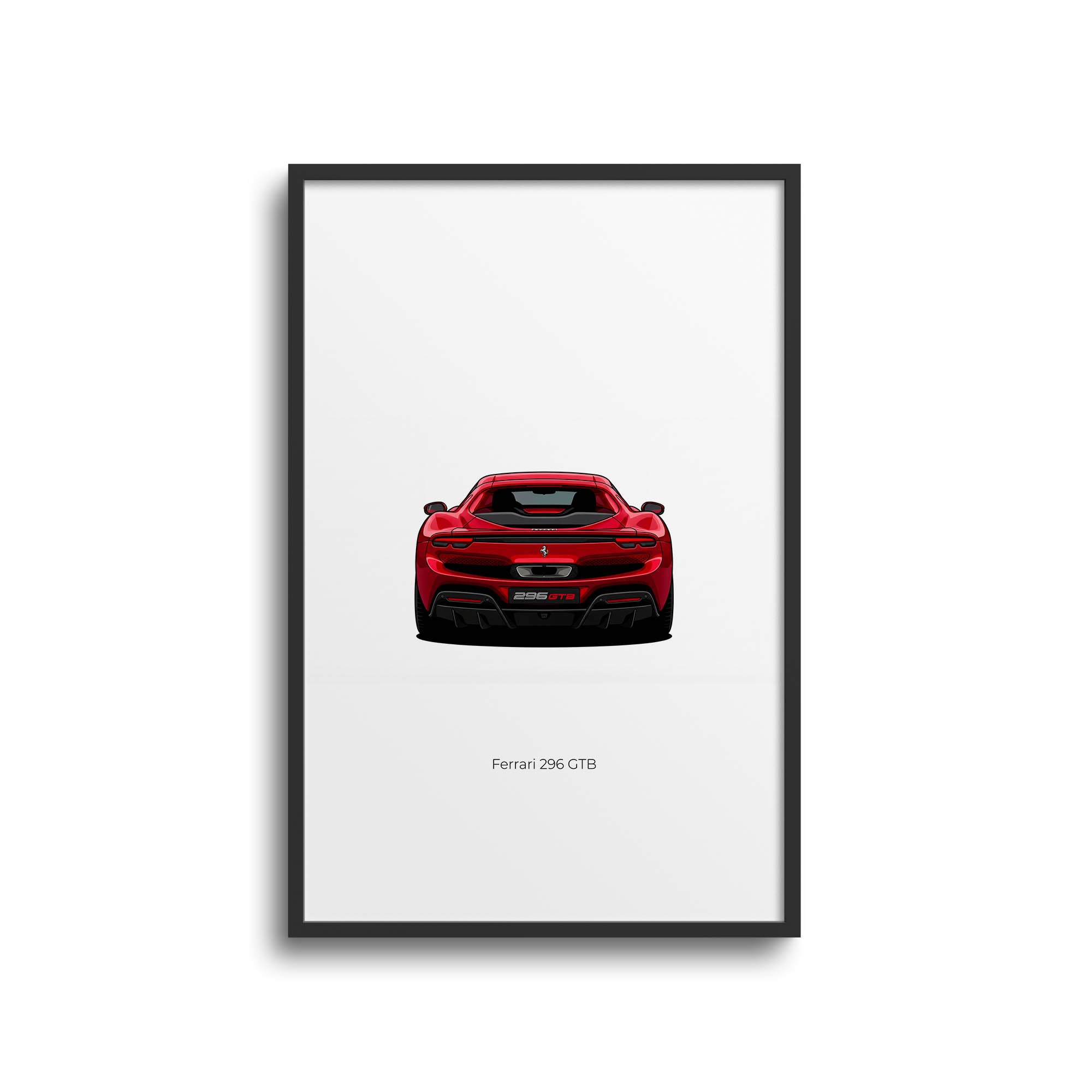 Ferrari 296 Gtb Poster - 2022 Rosso Imola Red Sports Car Wall Art Print