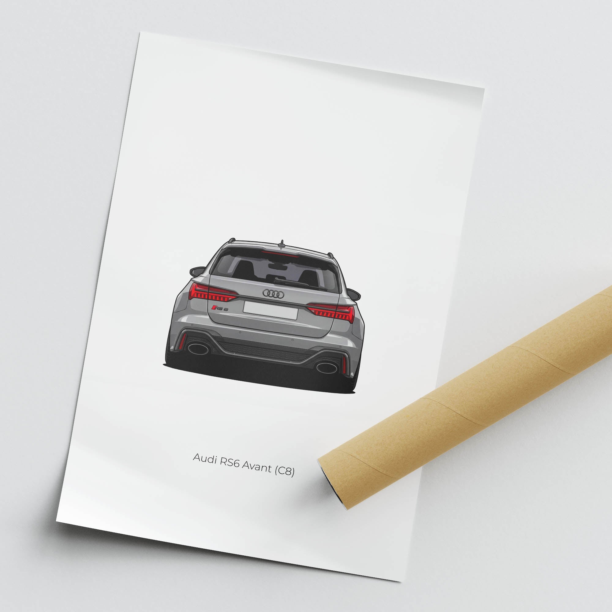 Audi RS6 Avant Poster - 2020 Nardo Grey Car Print | Luxury Automotive Wall Art