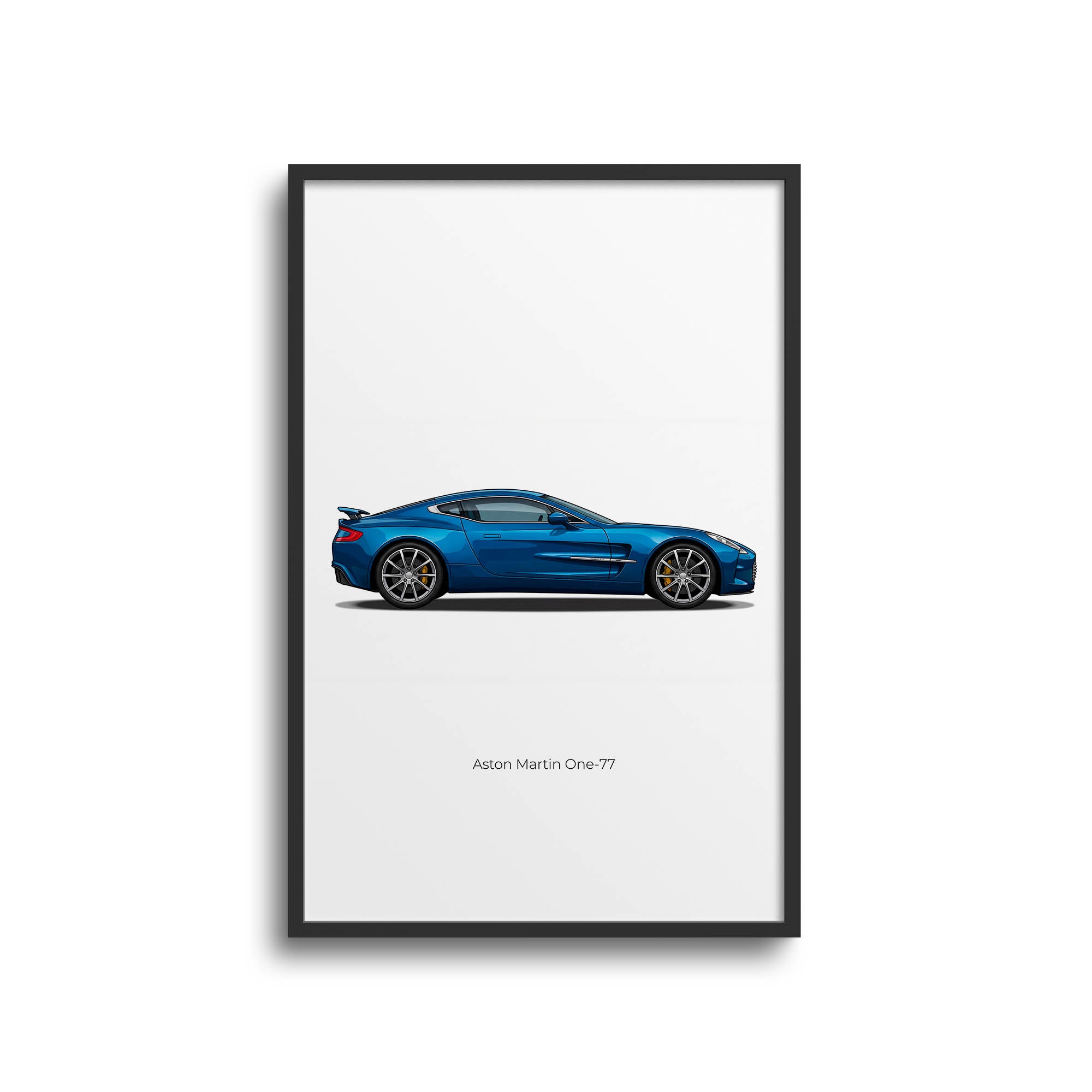 Aston Martin One 77 Blue Side View Poster – Limited Edition Luxury Car Art Print