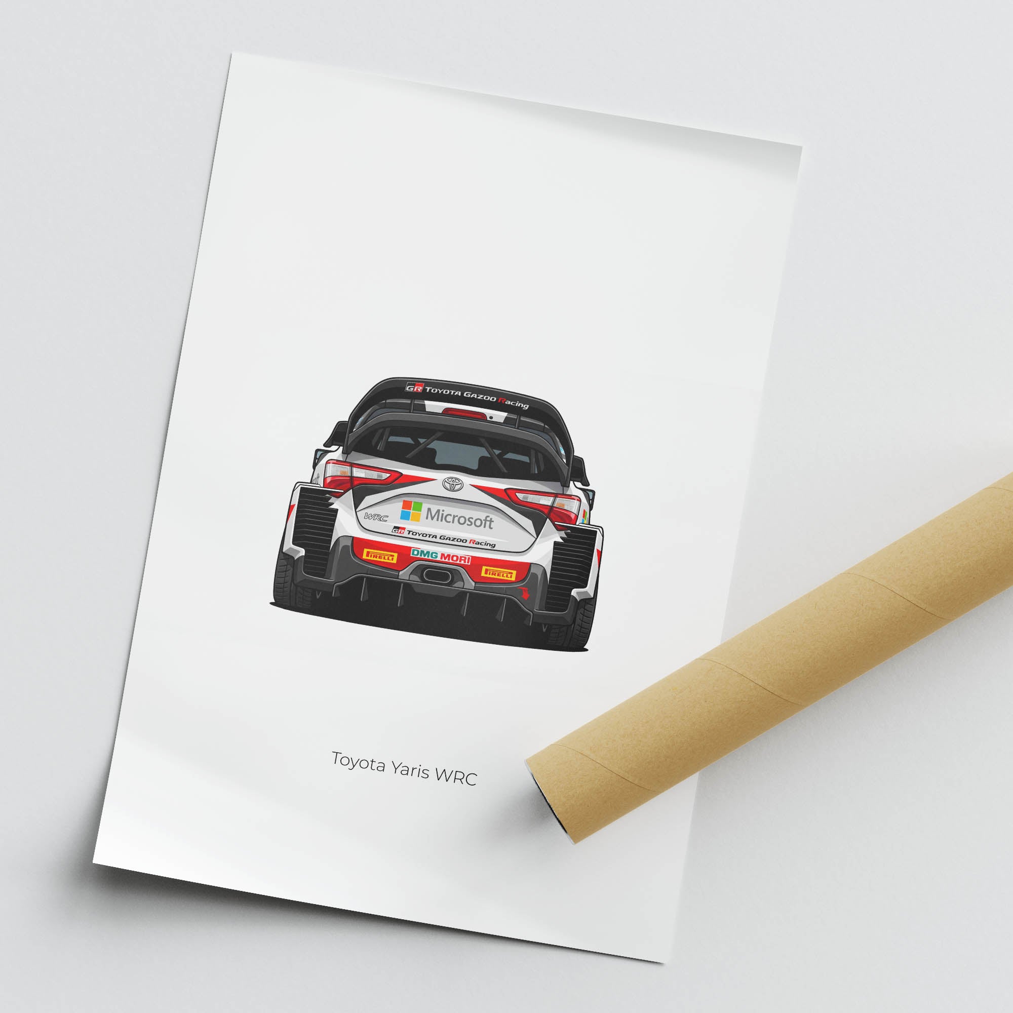 Toyota Yaris Poster - 2018 Gazoo Racing WRC Car Print With White Red Black Livery
