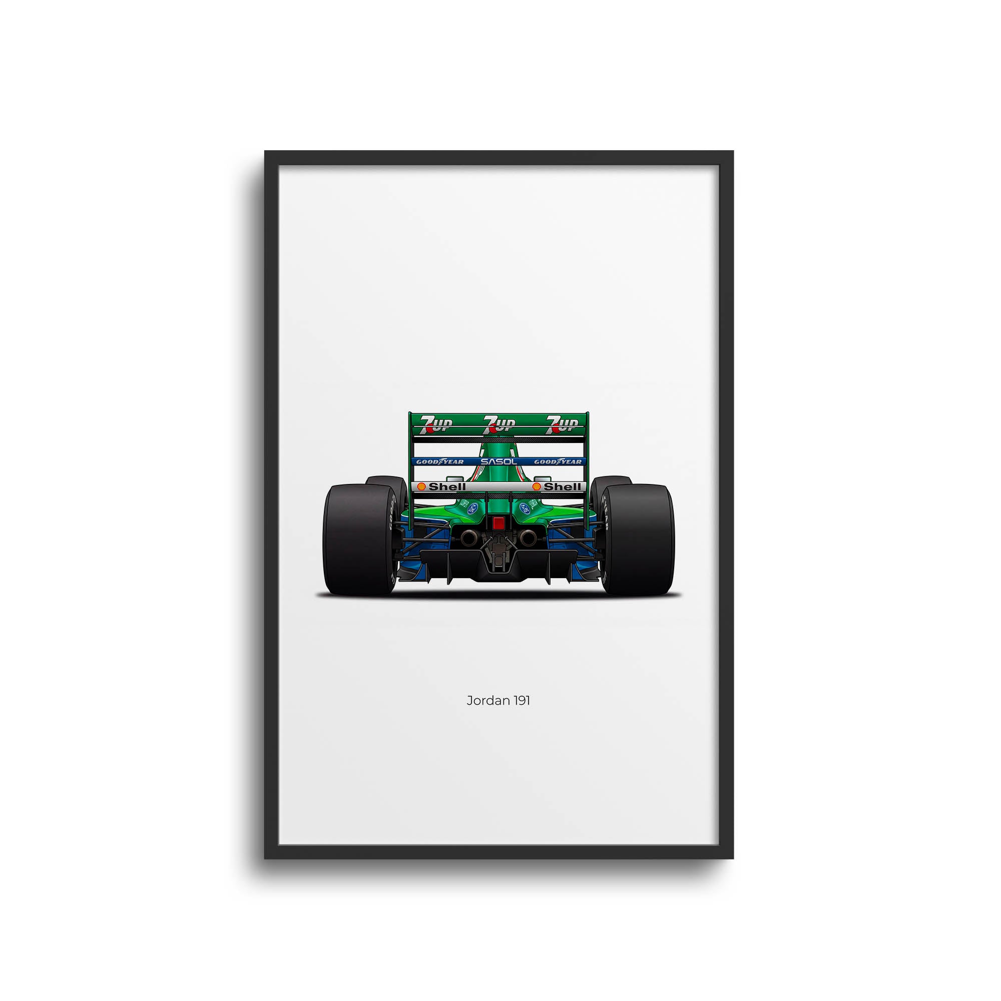 Jordan 191 Poster – Michael Schumacher 7Up Green Livery Vintage Racing Art