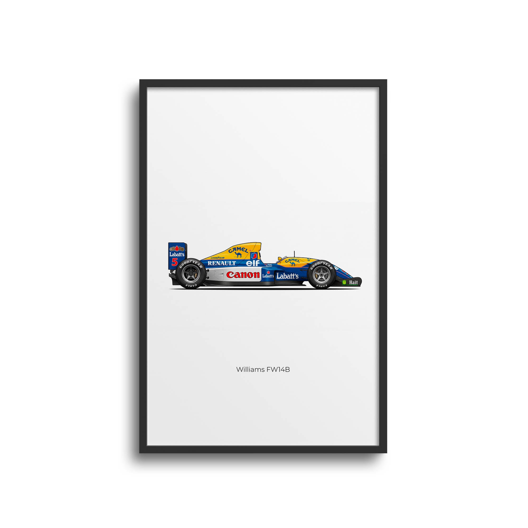 Williams Fw14B Poster – 1992 F1 Racing Print Featuring Nigel Mansell Red 5 Canon Livery