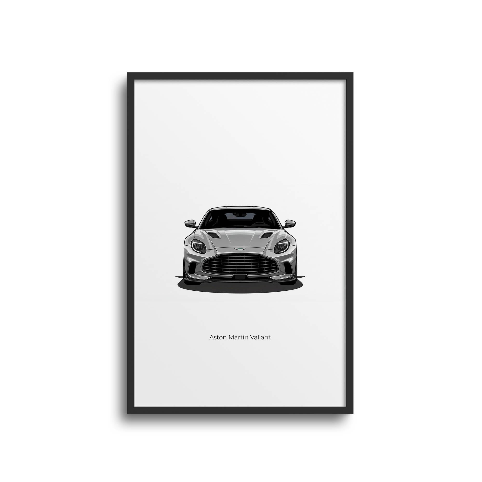 Aston Martin Valiant Poster – 2024 Silver Car Wall Art | Front View Print