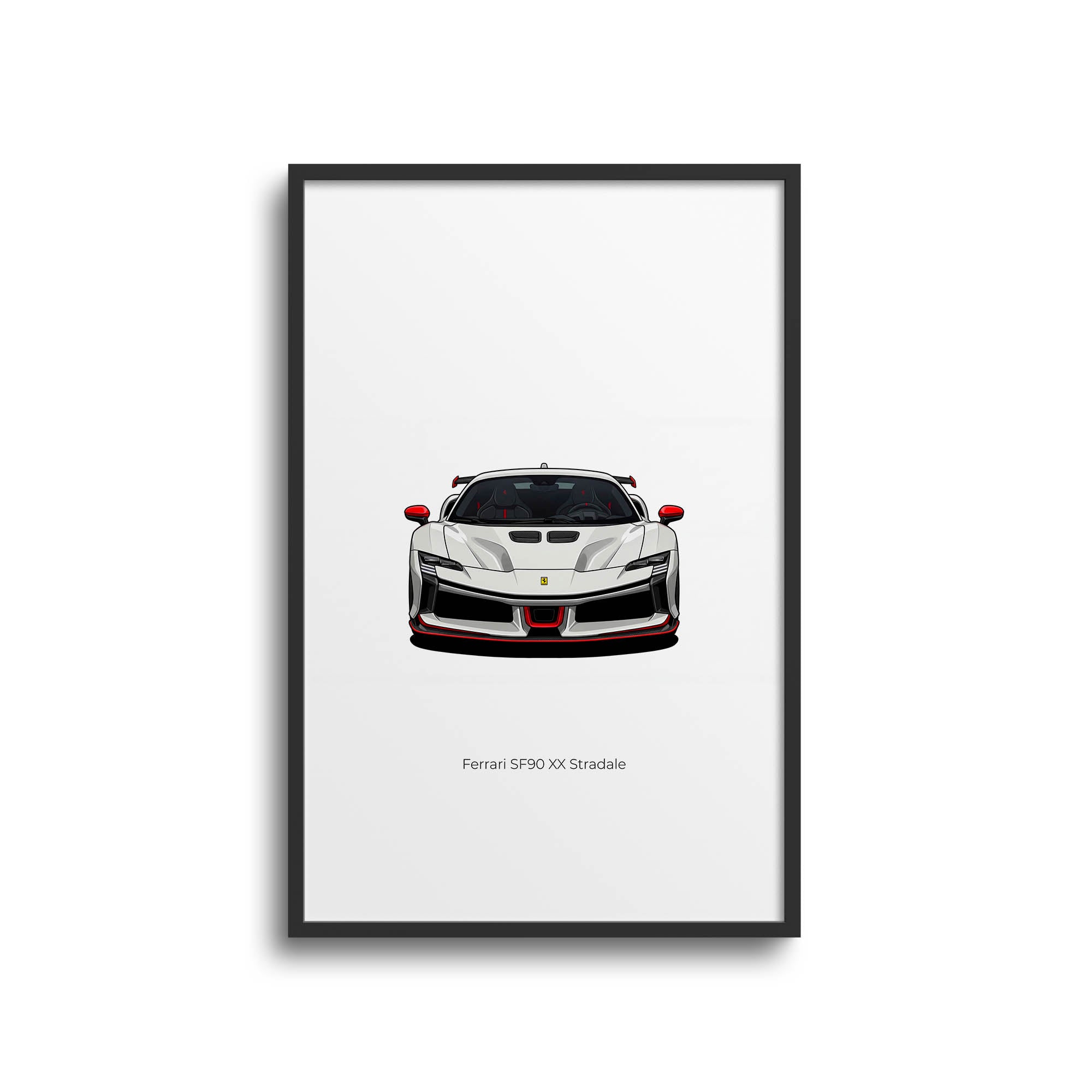 Ferrari Sf90 Stradale Poster – 2024 White Ferrari Art With Red Accents