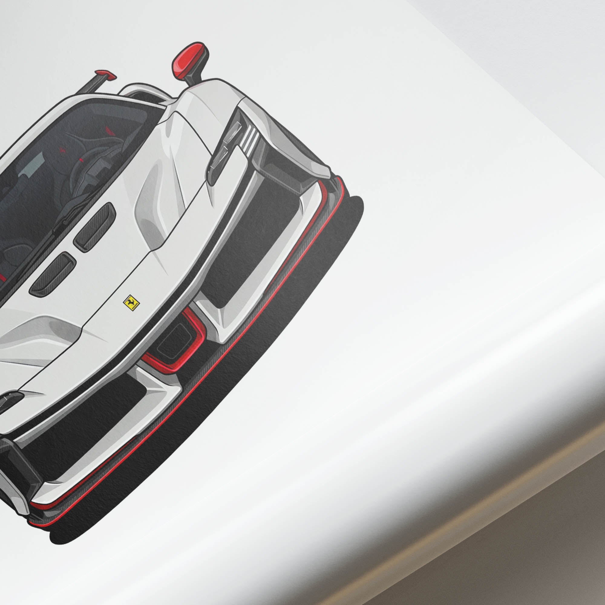 Ferrari Sf90 Stradale Poster – 2024 White Ferrari Art With Red Accents