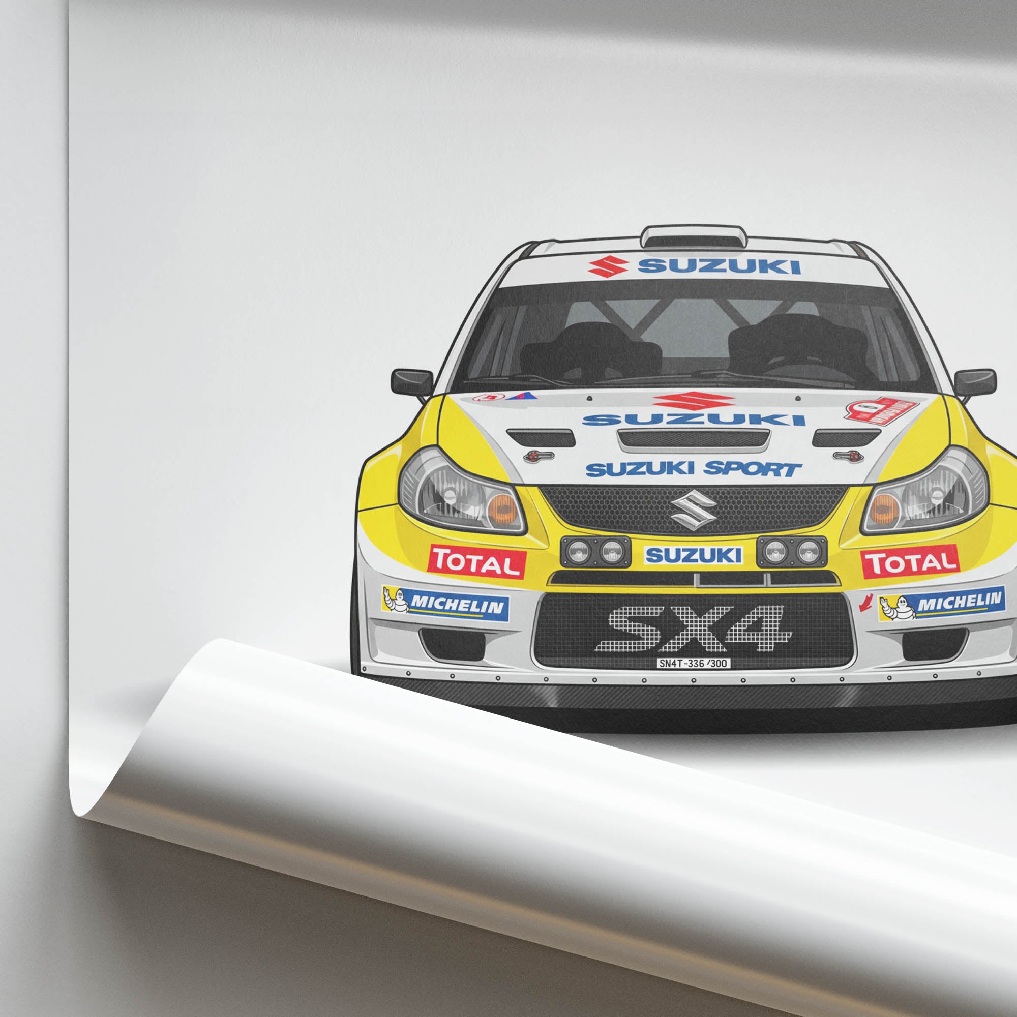 Suzuki Sx4 Poster – 2008 Suzuki Sport Print With White Yellow Livery Art