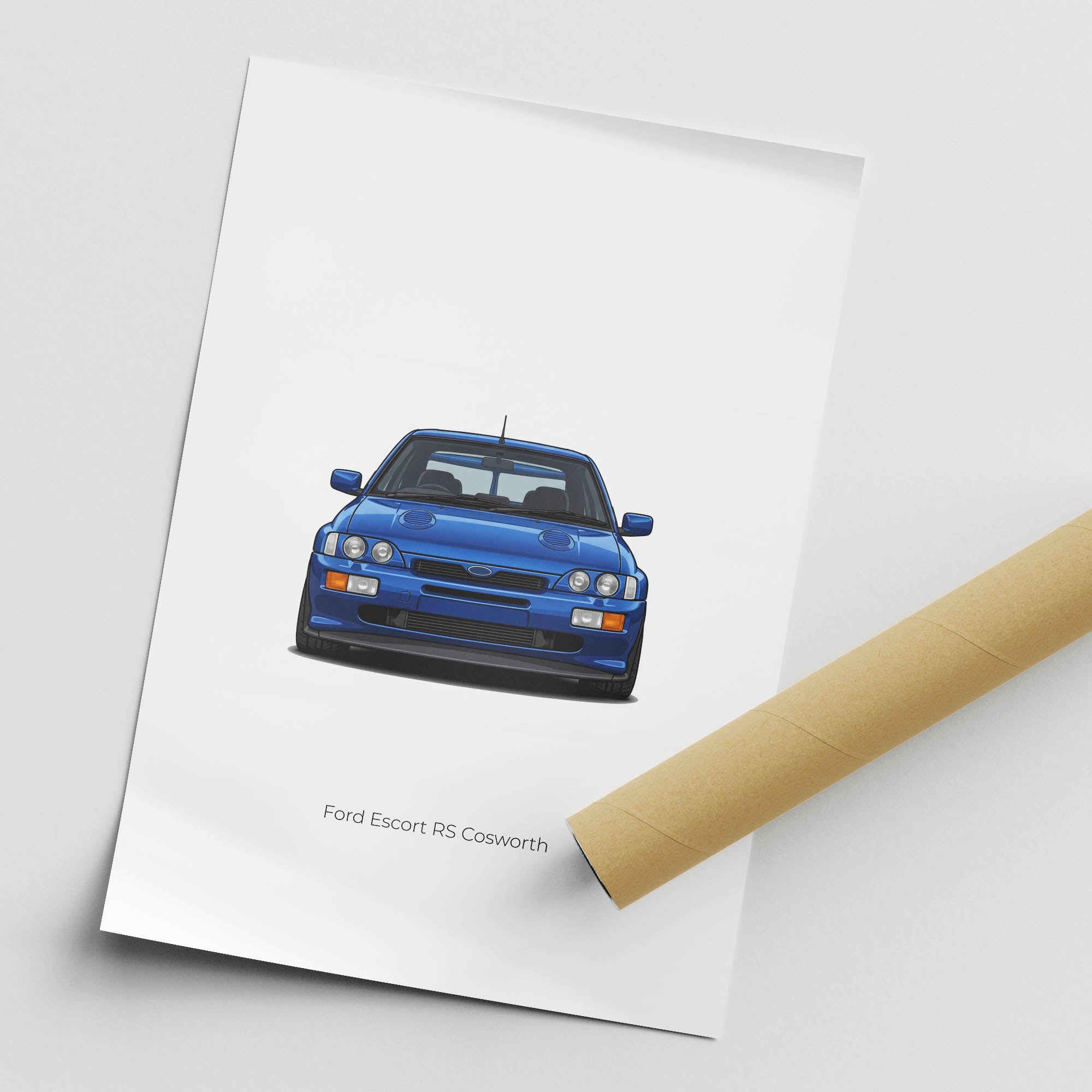 Ford Escort Rs Cosworth 1992 Poster - Imperial Blue Classic Rally Car Wall Art