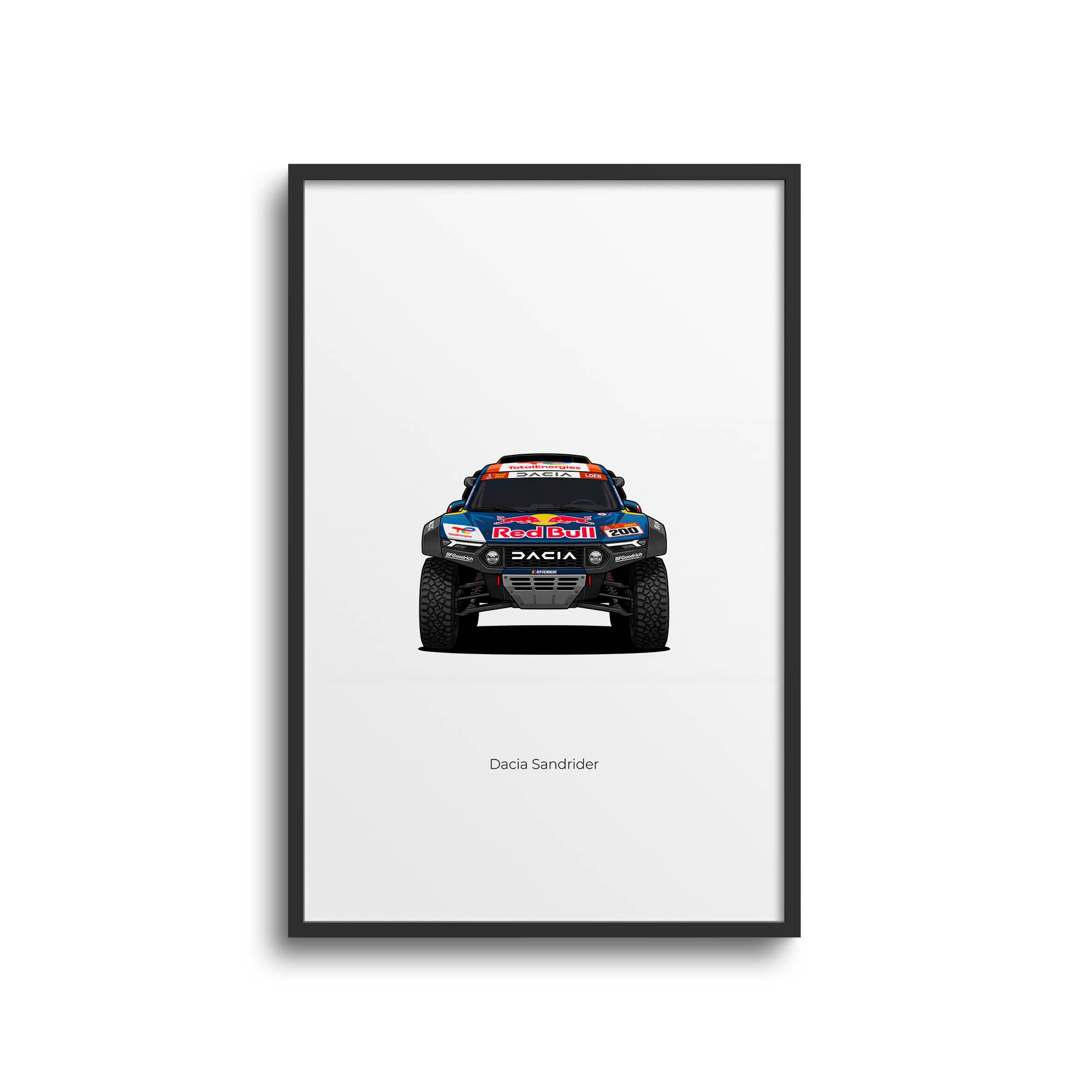 Dacia Sandrider Poster – 2025 Racing Livery Red Bull Rally Car Print