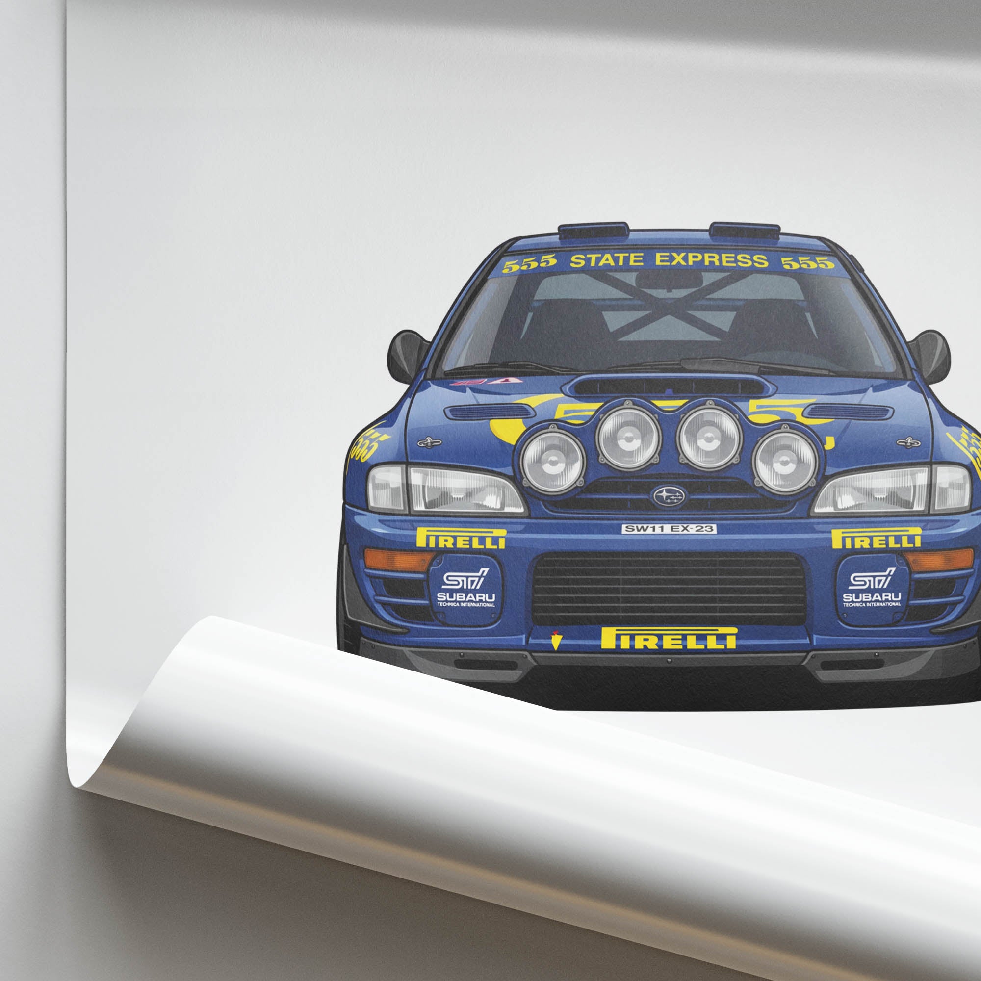 Subaru Impreza Poster - 1995 Rally Car Print | Blue Yellow Livery Motorsport Artwork