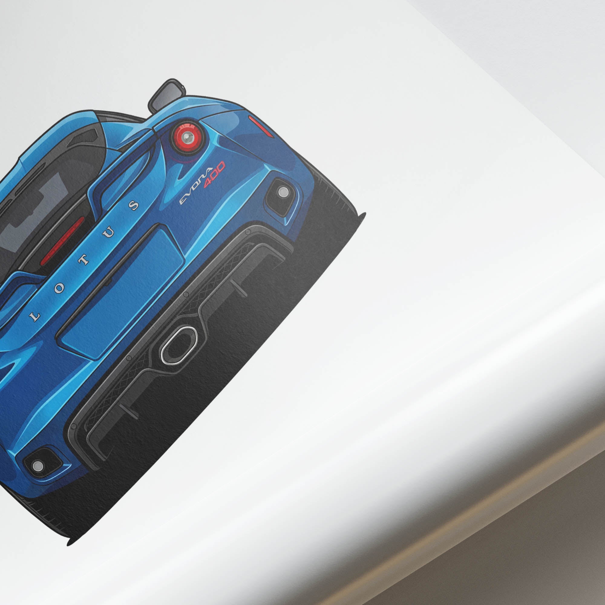 Lotus Evora Poster - 2016 Metallic Blue Car Back View Wall Art Print