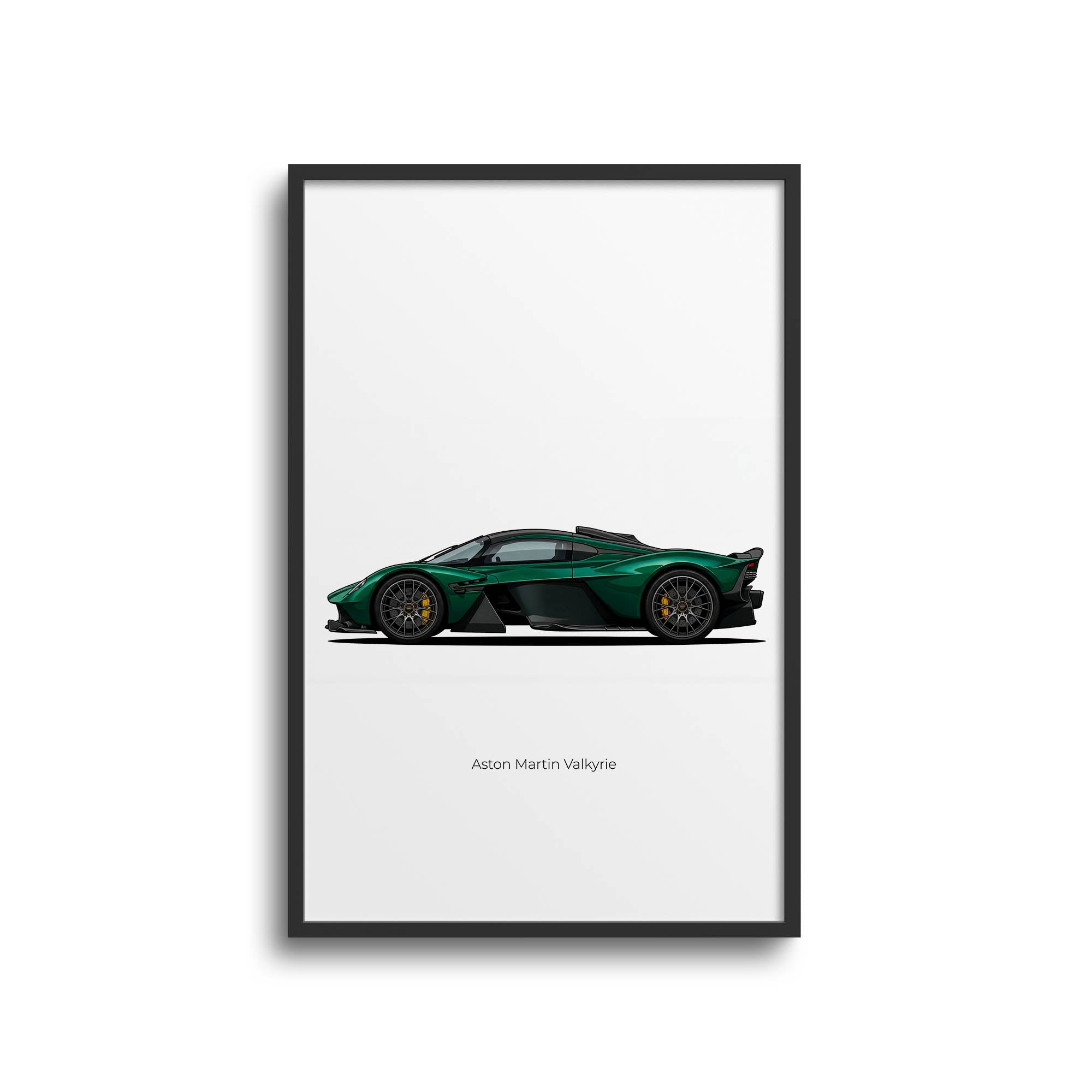 Aston Martin Valkyrie Poster – 2022 British Racing Green Car Side View Print