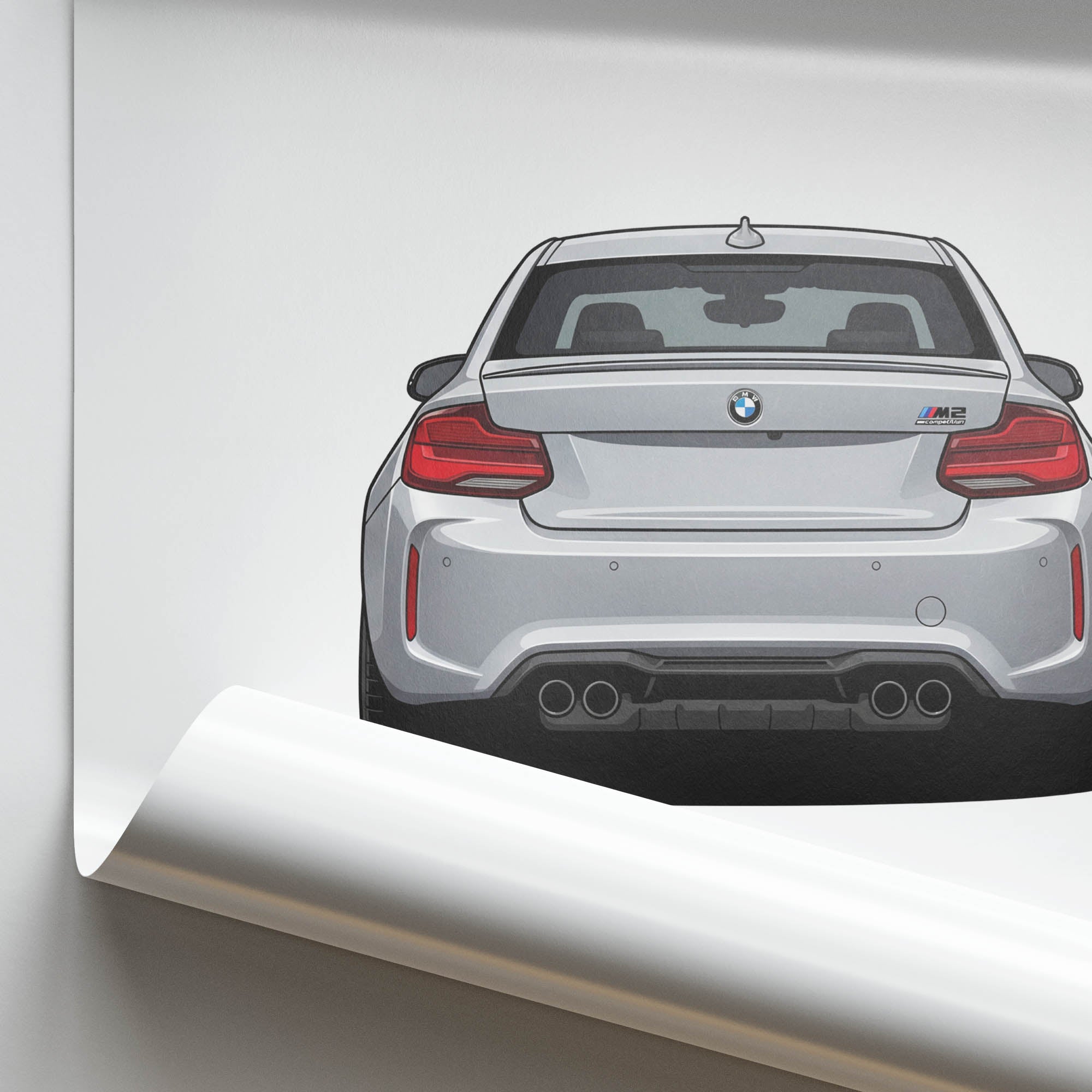 BMW M2 Competition Poster – 2019 Hockenheim Silver Metallic Car Wall Art Print