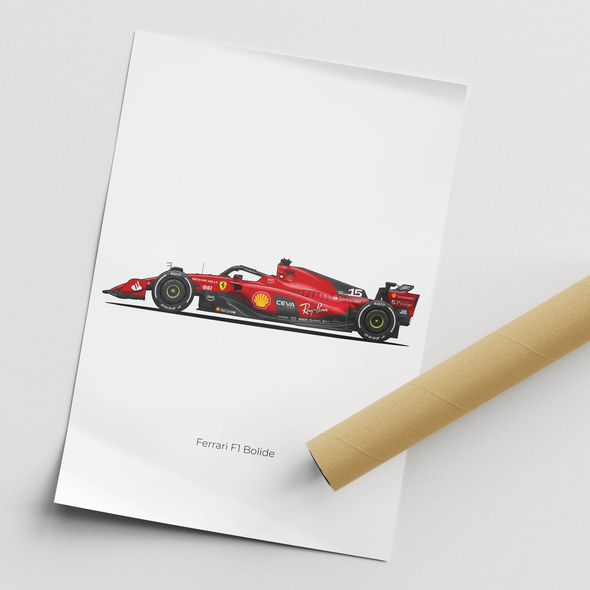 Ferrari Bolide Poster – 2025 Lewis Hamilton Debut Season Rosso Corsa Livery Side View