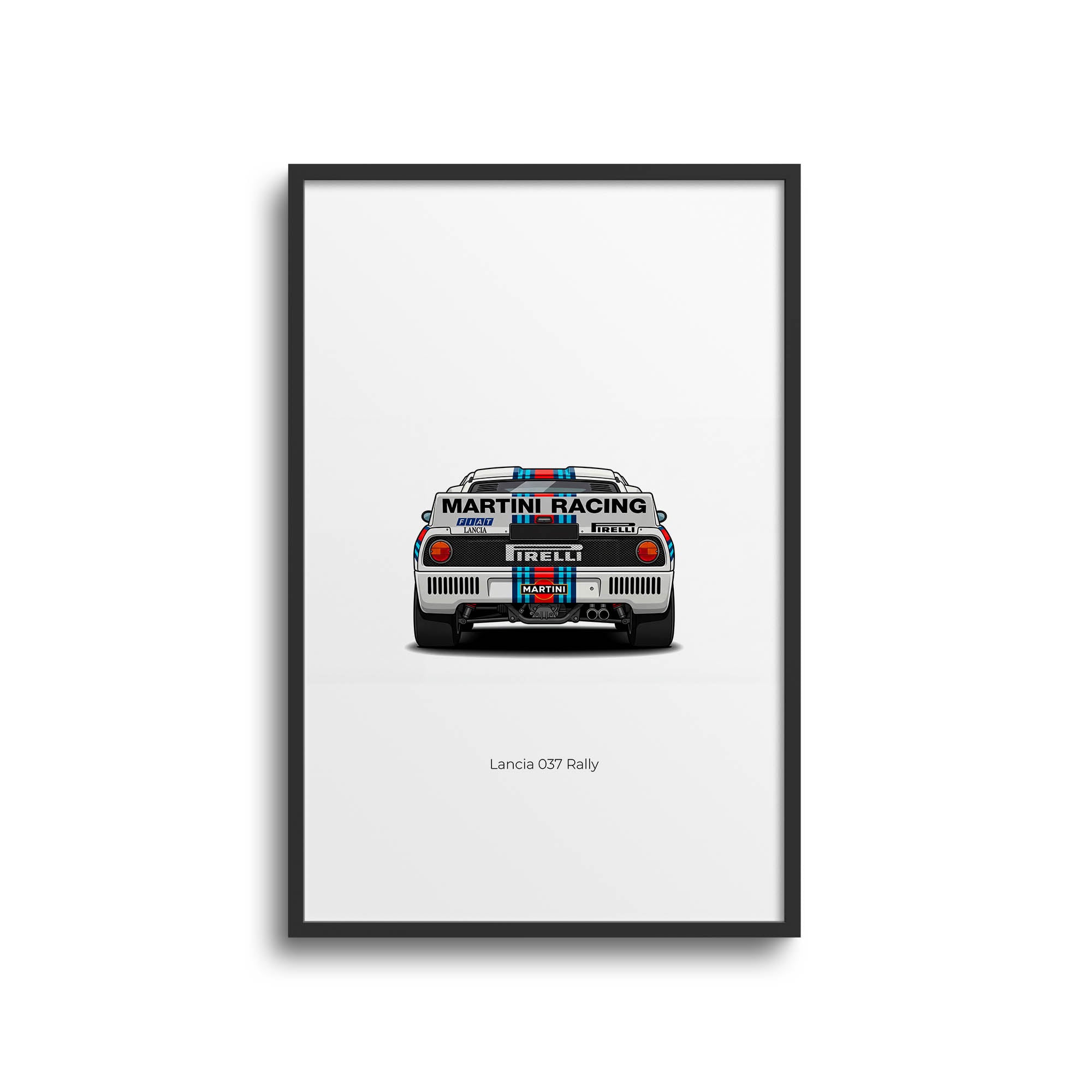 Lancia 037 Rally Poster – 1983 Martini Racing White Stripes Livery Print