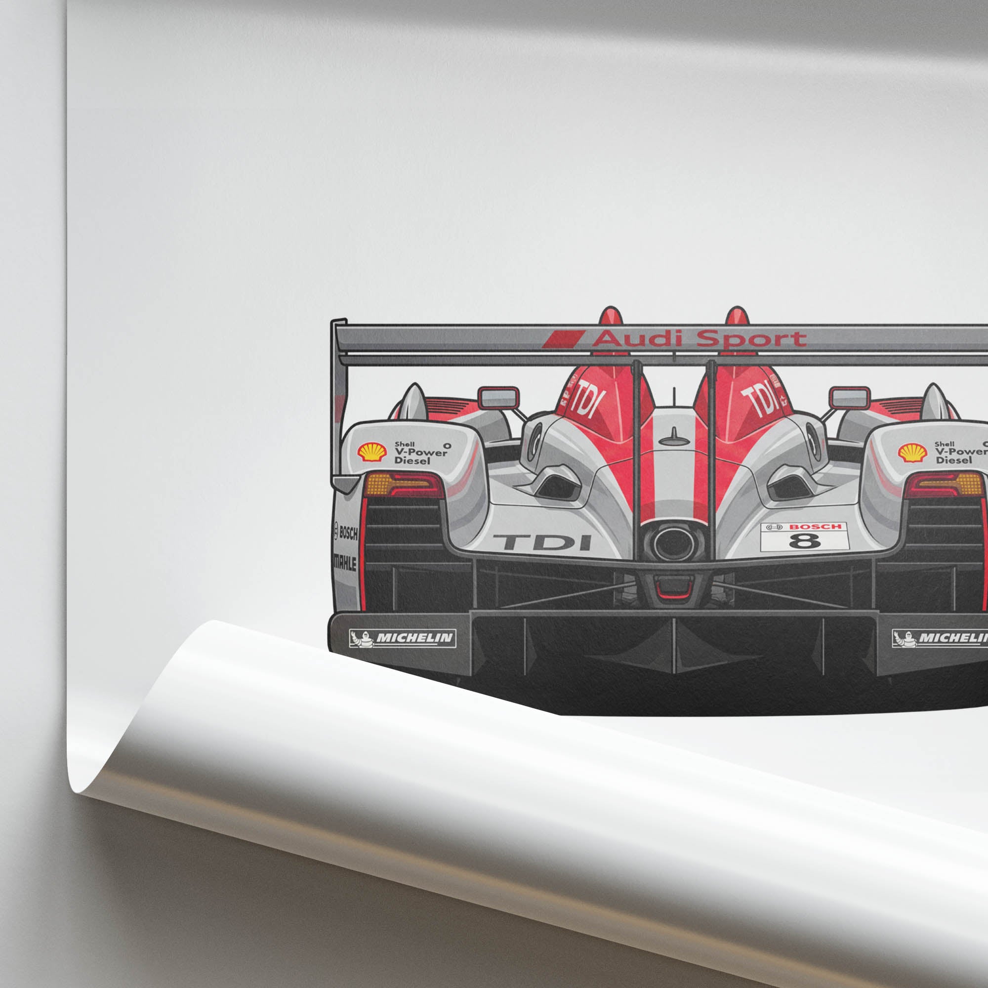Audi R10 Tdi Poster – 2006 Audi Sport Silver Red Livery Race Car Print