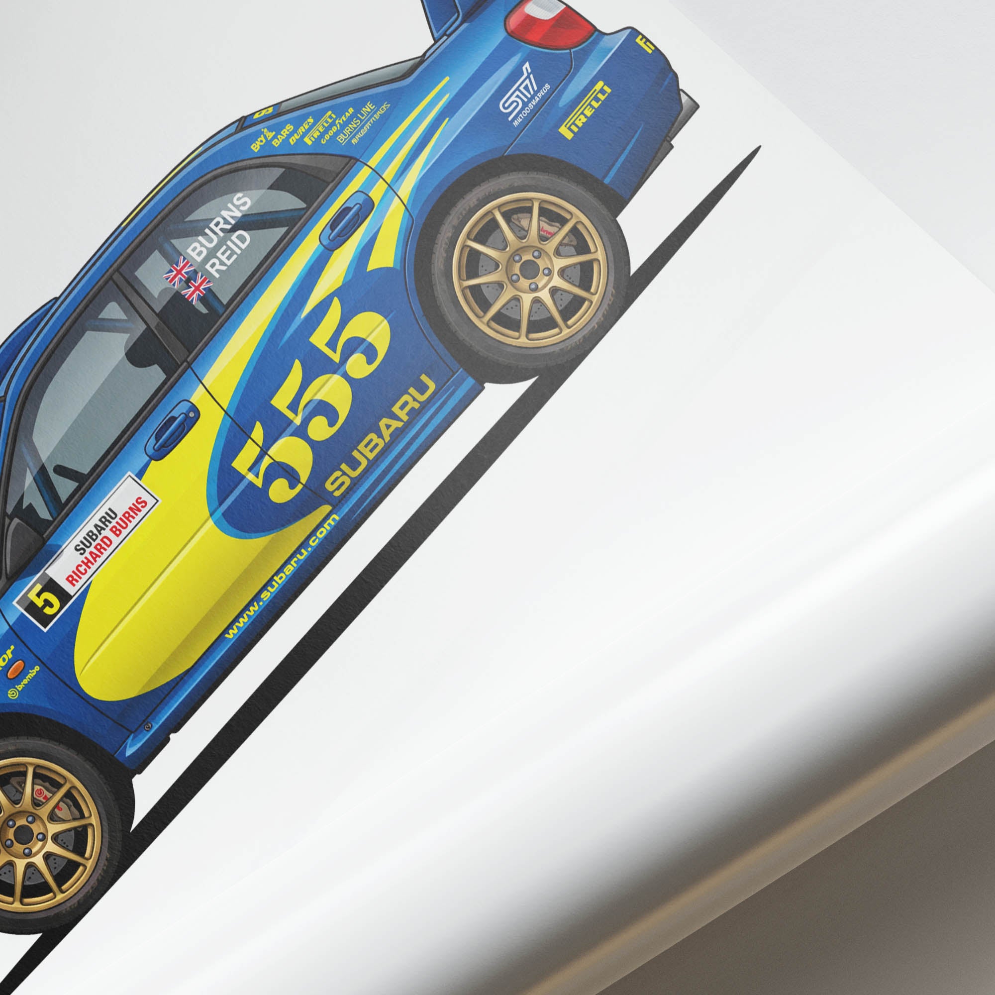 Subaru Impreza Poster - 2001 Richard Burns Blue Yellow Livery Rally Art Print