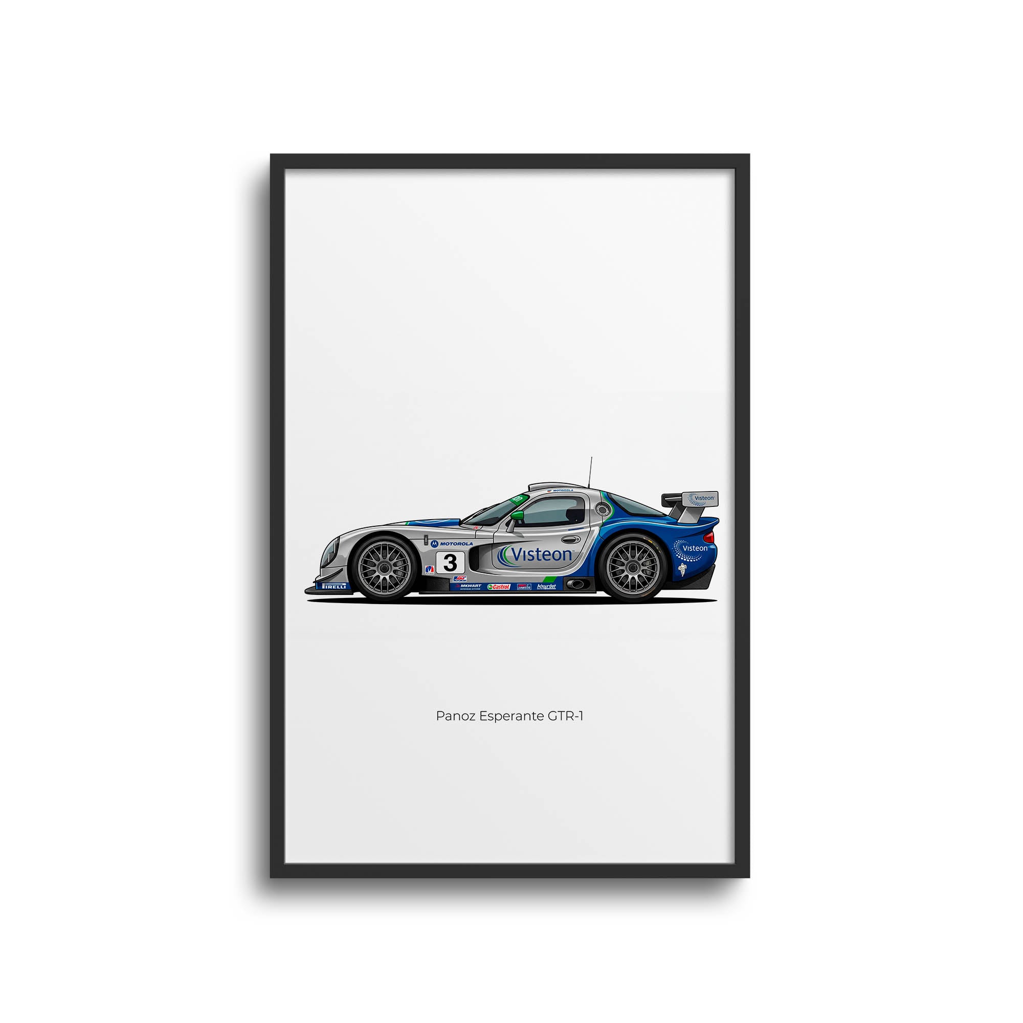 Panoz Esperante Poster – 1998 Silver Green Livery Race Car Print