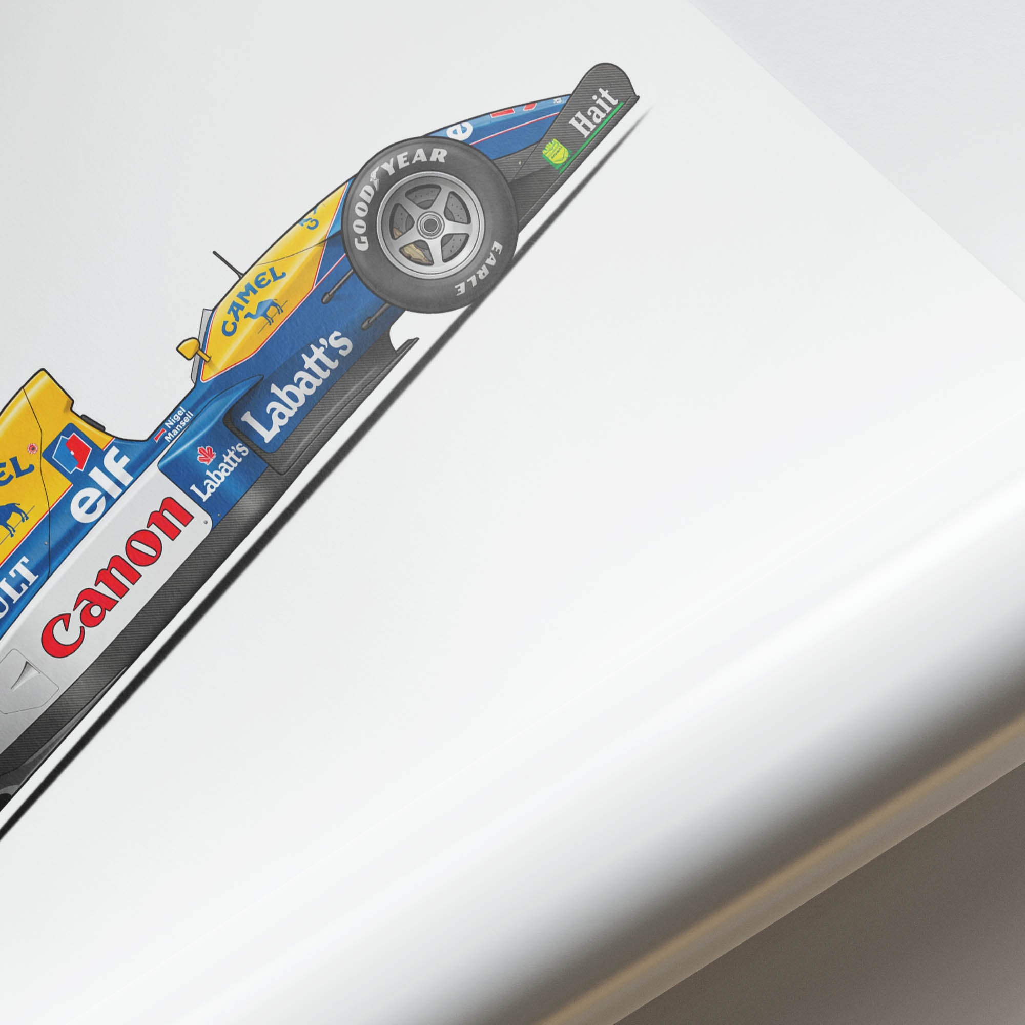 Williams Fw14B Poster – 1992 F1 Racing Print Featuring Nigel Mansell Red 5 Canon Livery