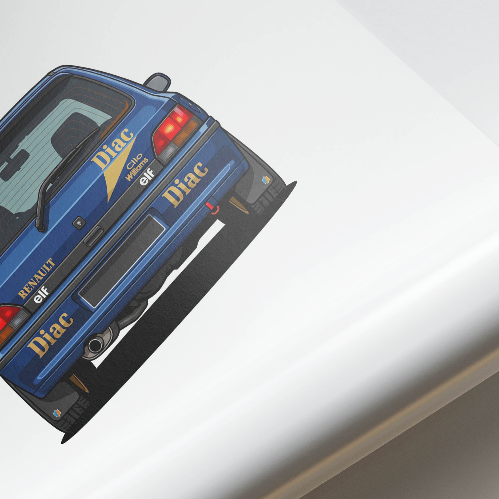 Renault Clio Williams Poster – 1993 Blue Gold Livery Classic Car Print