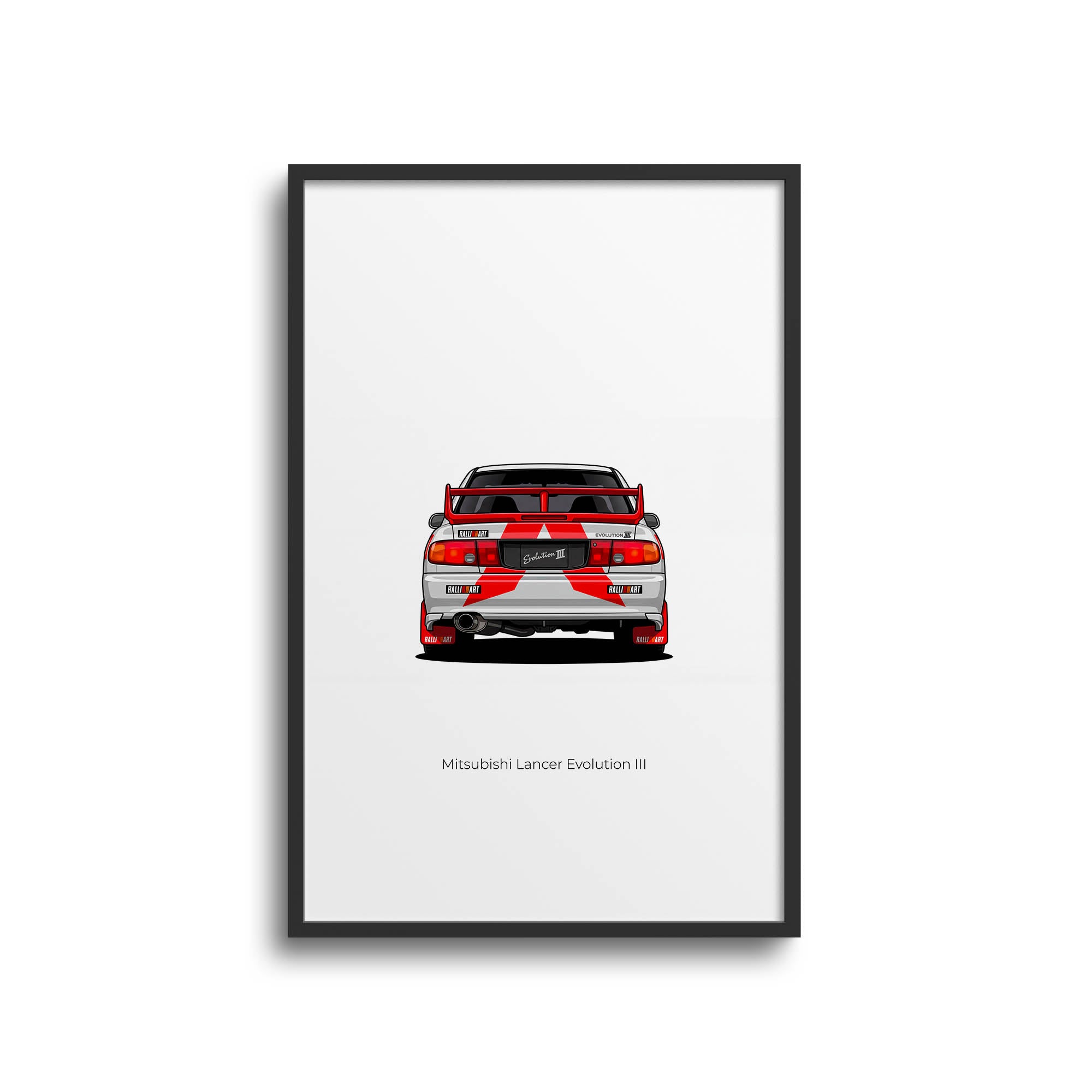 Mitsubishi Lancer Evolution 1996 Ralliart Poster - White Red Livery Racing Print