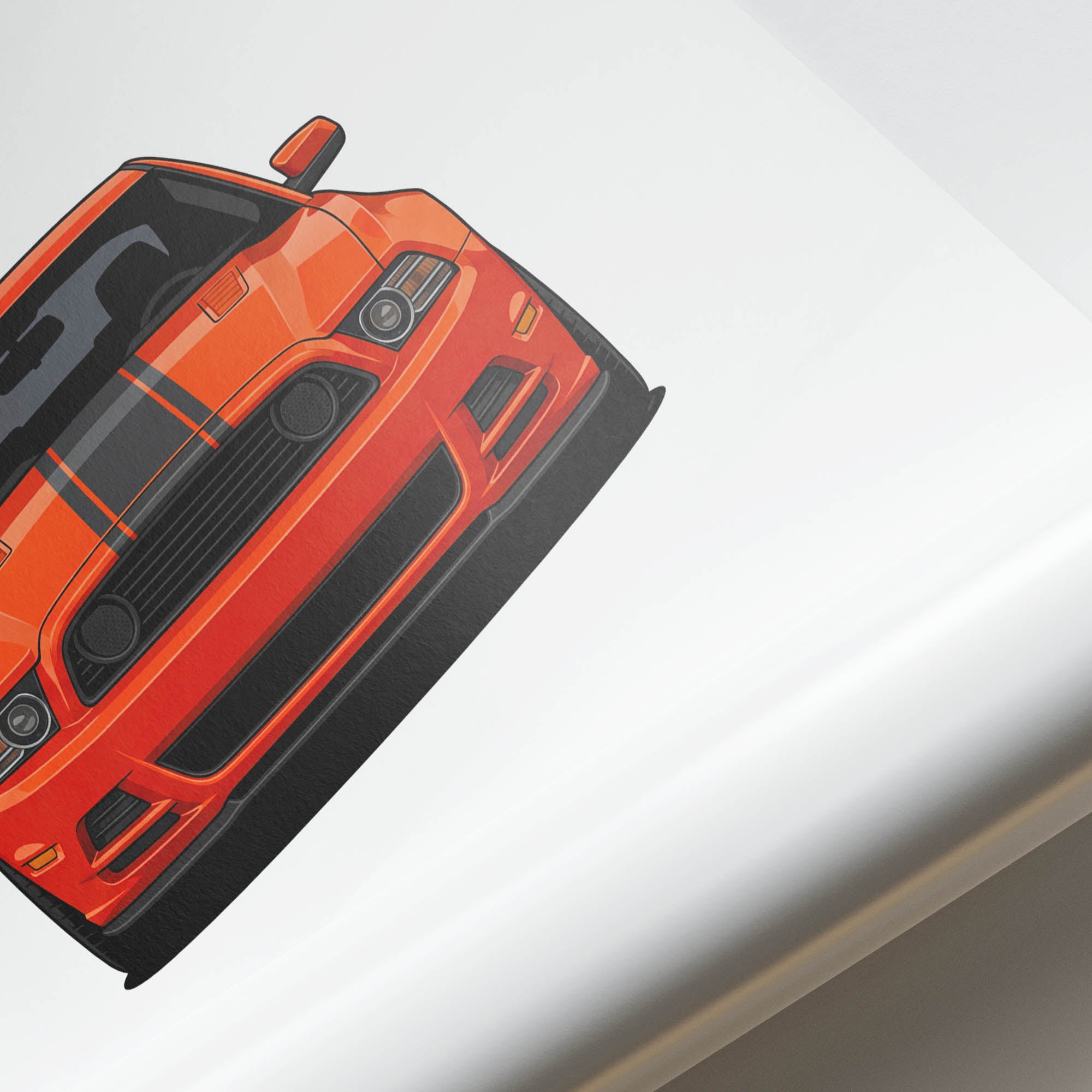 Ford Mustang Poster - 2012 Boss 302 Muscle Car Art With Black Stripes