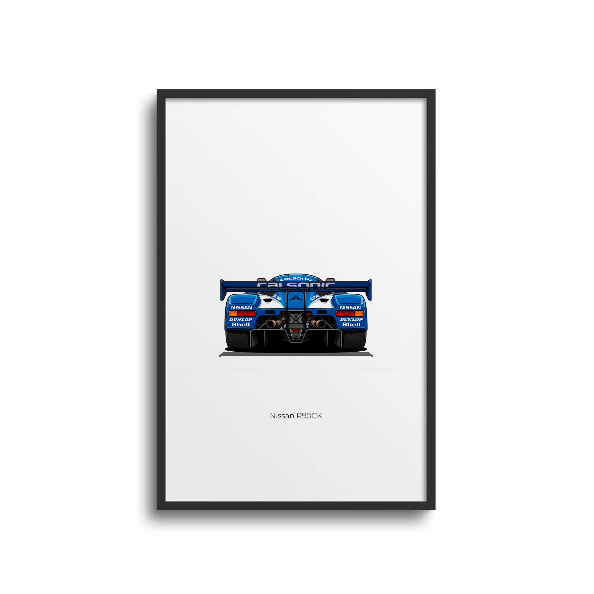 Nissan R90Ck Poster – 1990 Race Car Print | Calsonic Blue & White Livery