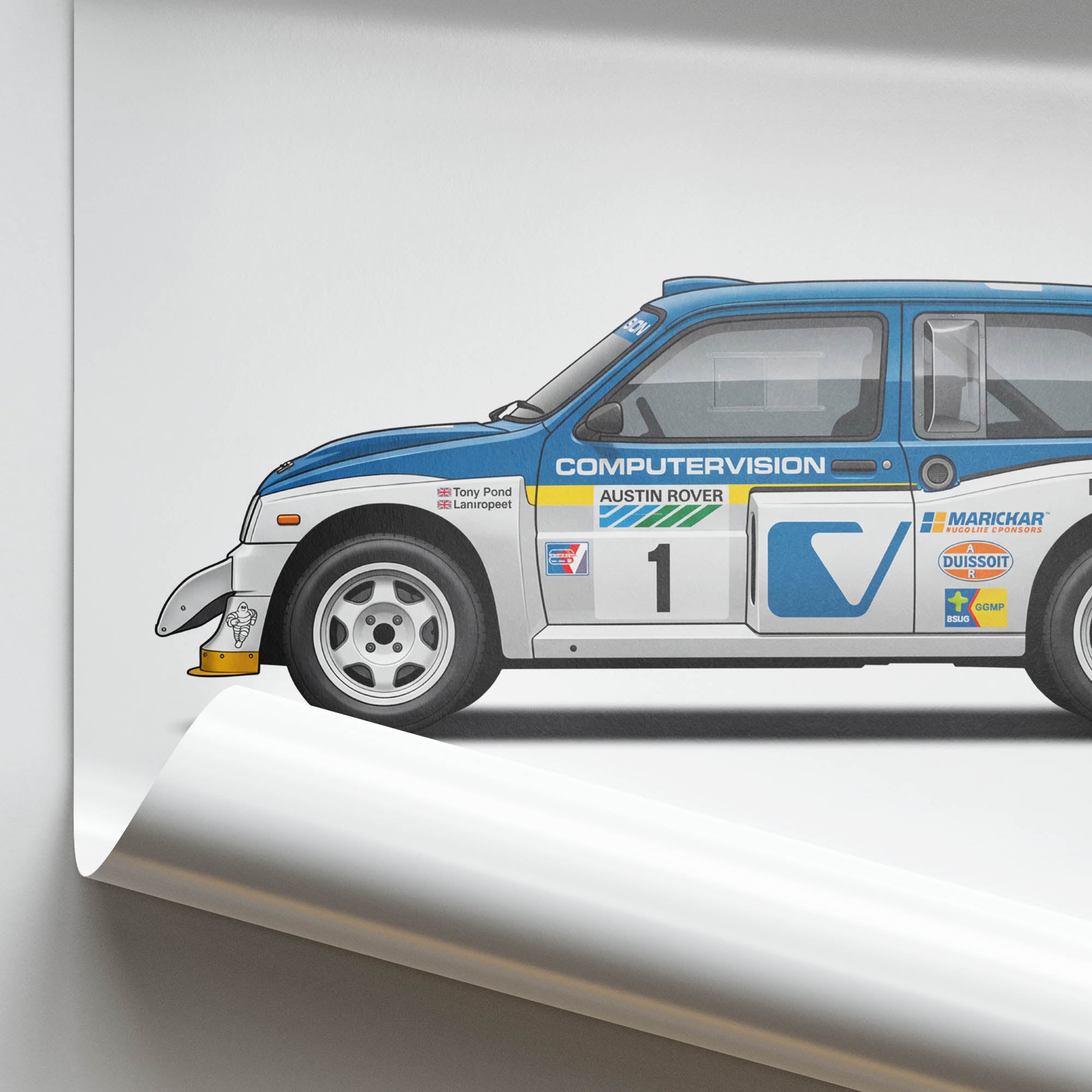 MG Metro 6R4 Poster – 1986 Rally Car Print With Tony Pond Computervision Livery